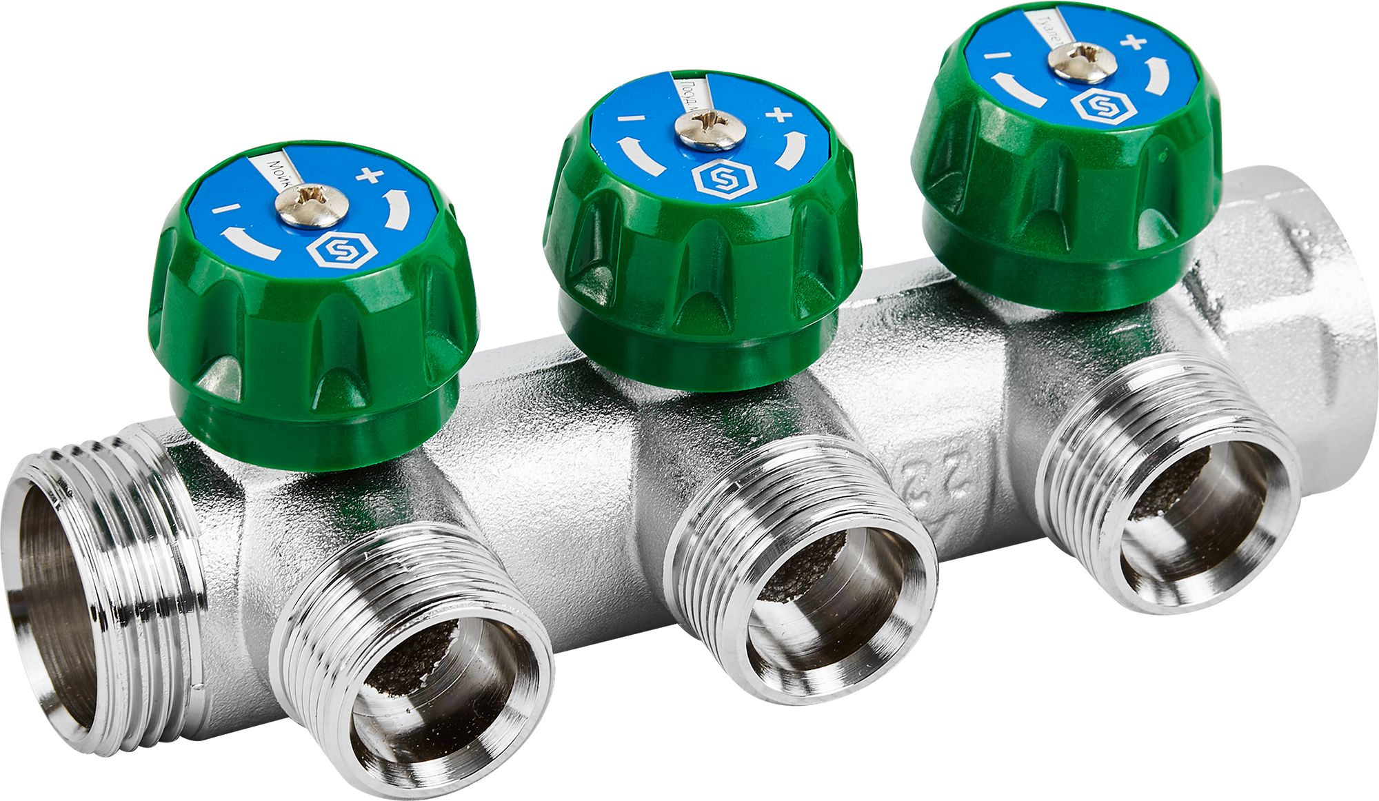 Коллектор регулирующий Stout на 3 отвода 1"x3/4" латунь