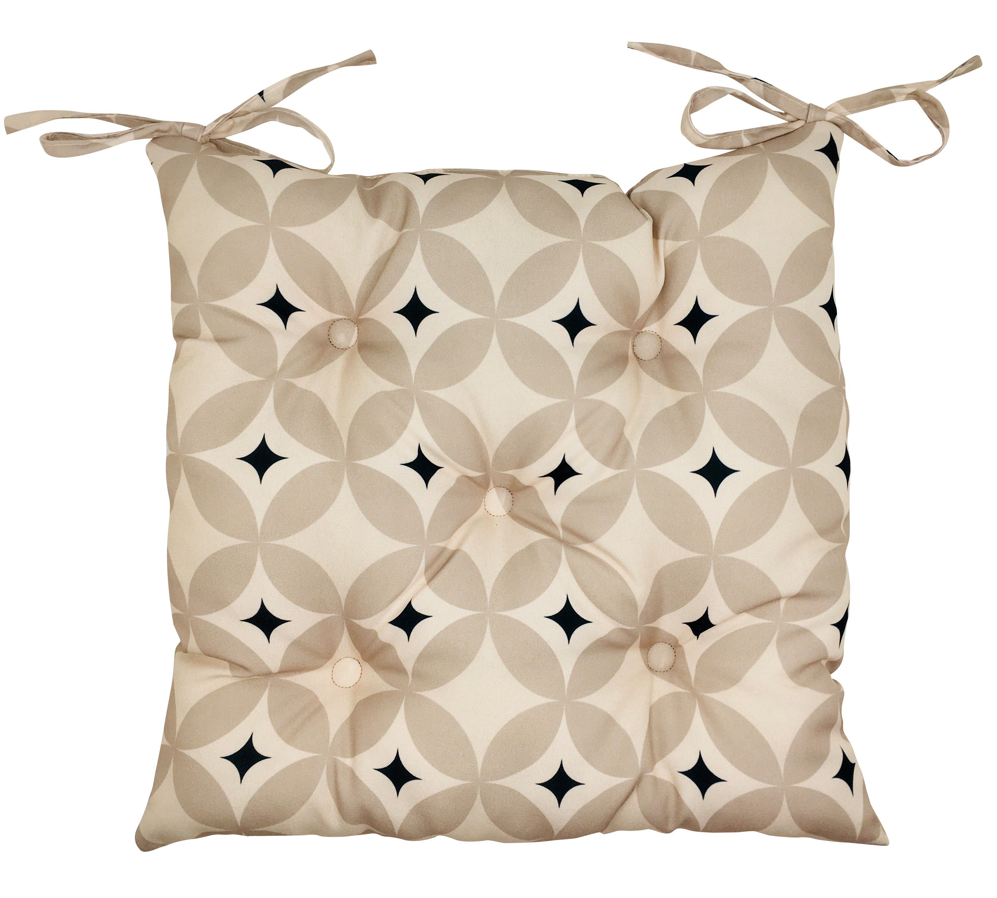 Изображение товара Подушка на стул 45x45 см бежево-бело-черная скандинавский стиль