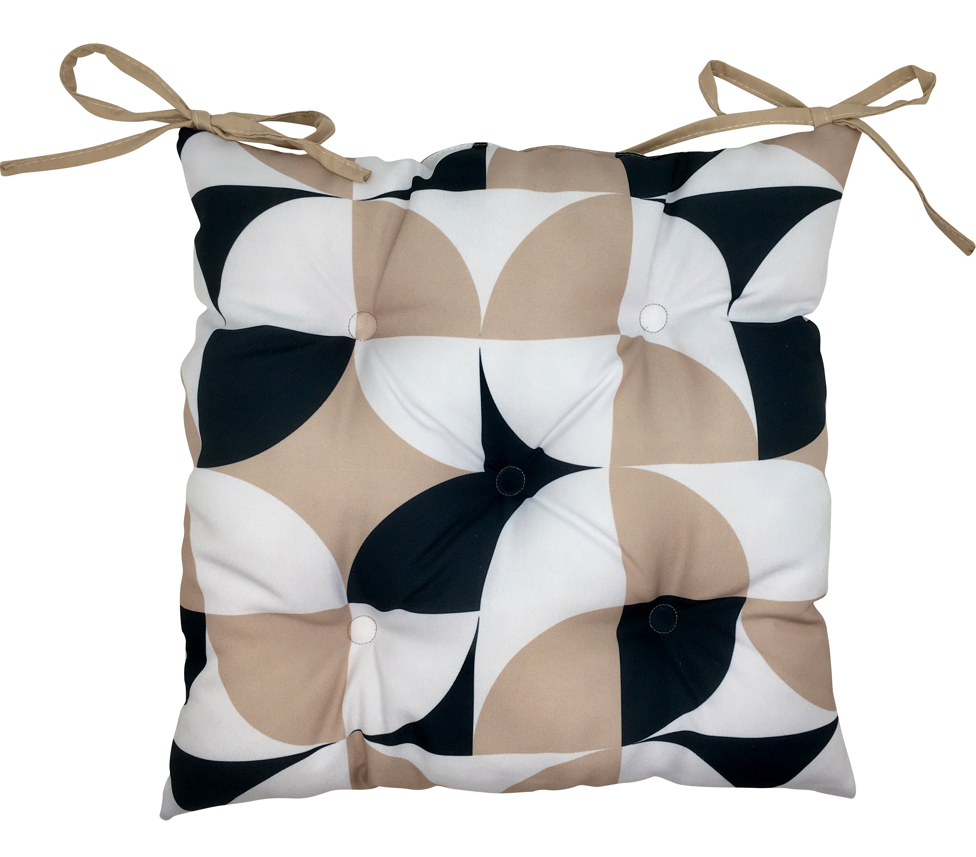 Изображение товара Подушка для стула 45x45 см бежево-черно-белая скандинавский стиль