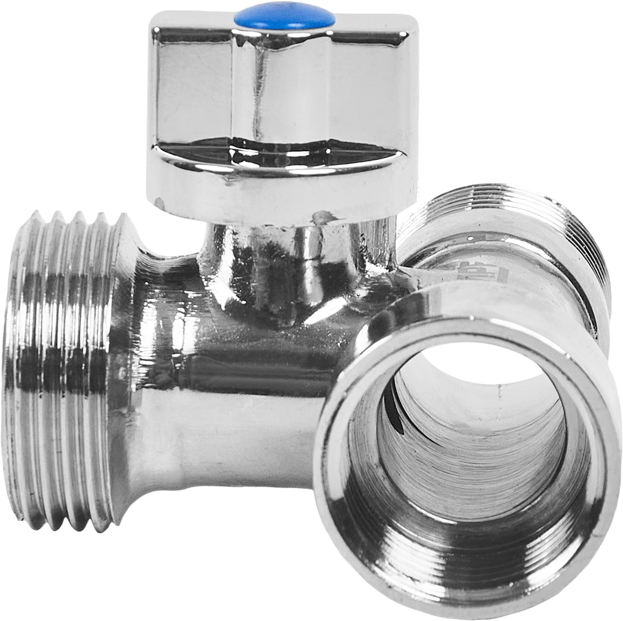 Кран трехходовой MPF DN15 PN10 1/2"x3/4"x1/2" НР/ВР латунь ручка флажок ИС.080349 - 1