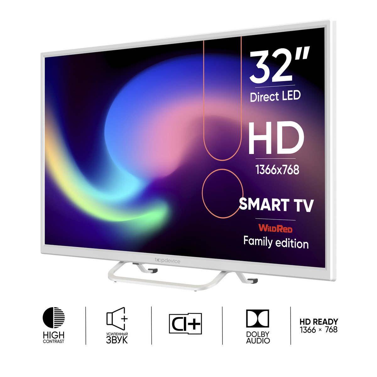Изображение товара Телевизор Topdevice 32 дюйма HD Smart TV WildRed с Android 11
