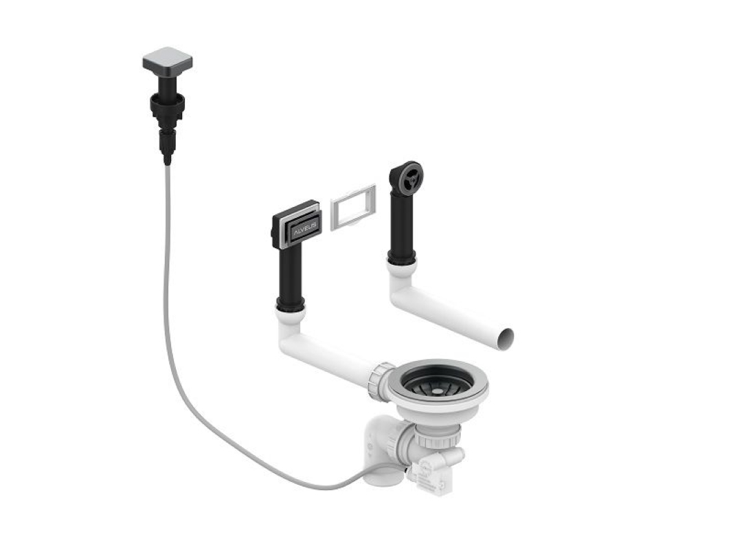 Изображение товара Выпуск для мойки Alveus с переливом pop up с рамкой и заглушкой цвет антрацит