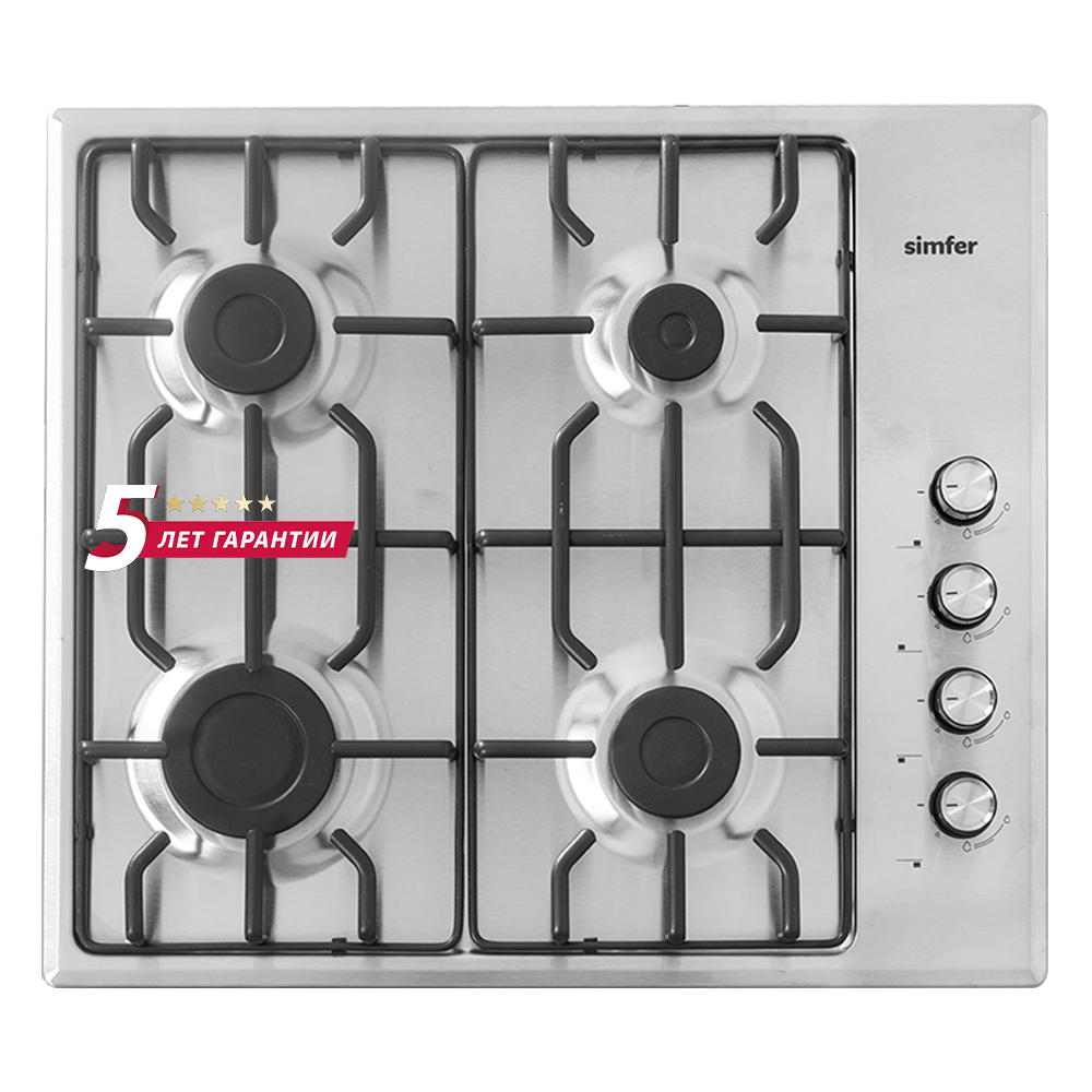 Изображение товара Газовая варочная панель Simfer H60Q40M511 60 см 4 конфорки серебристая
