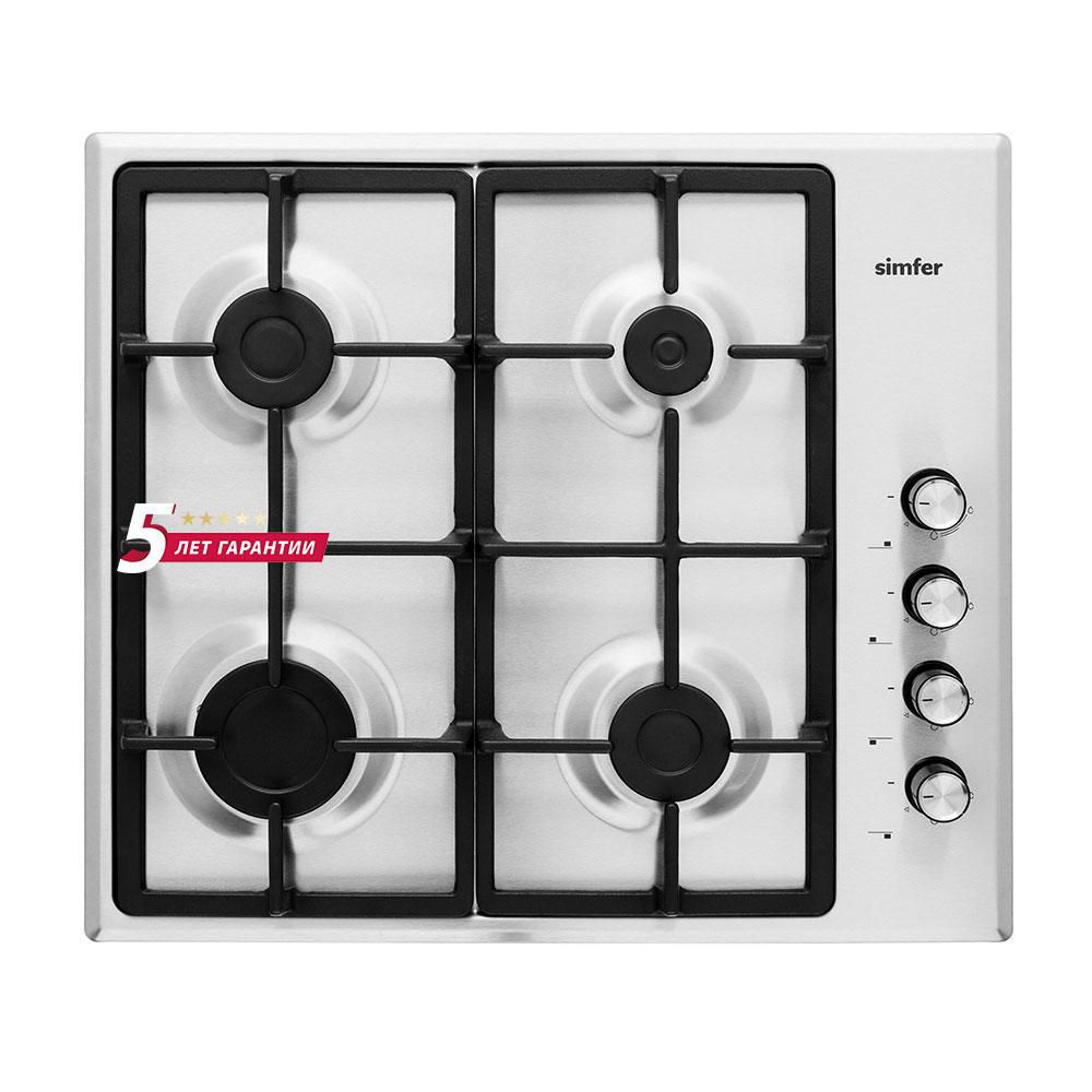 Изображение товара Газовая варочная панель Simfer H60Q40M572 4 конфорки серебристая 60 см