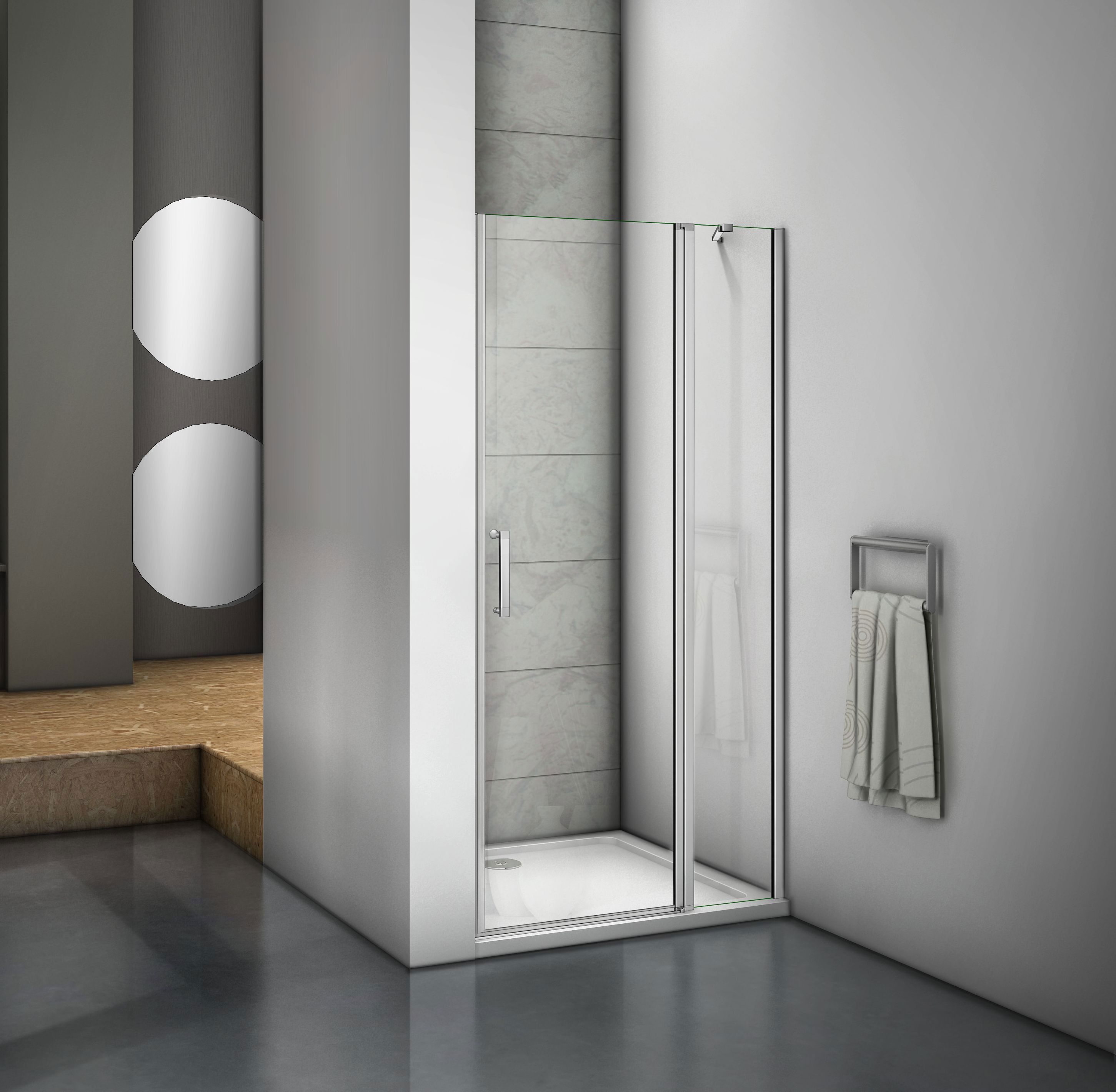 Изображение товара Душевая дверь Makiato WTW-OD-140-C-WE из закаленного стекла, распашная, 140x185 см