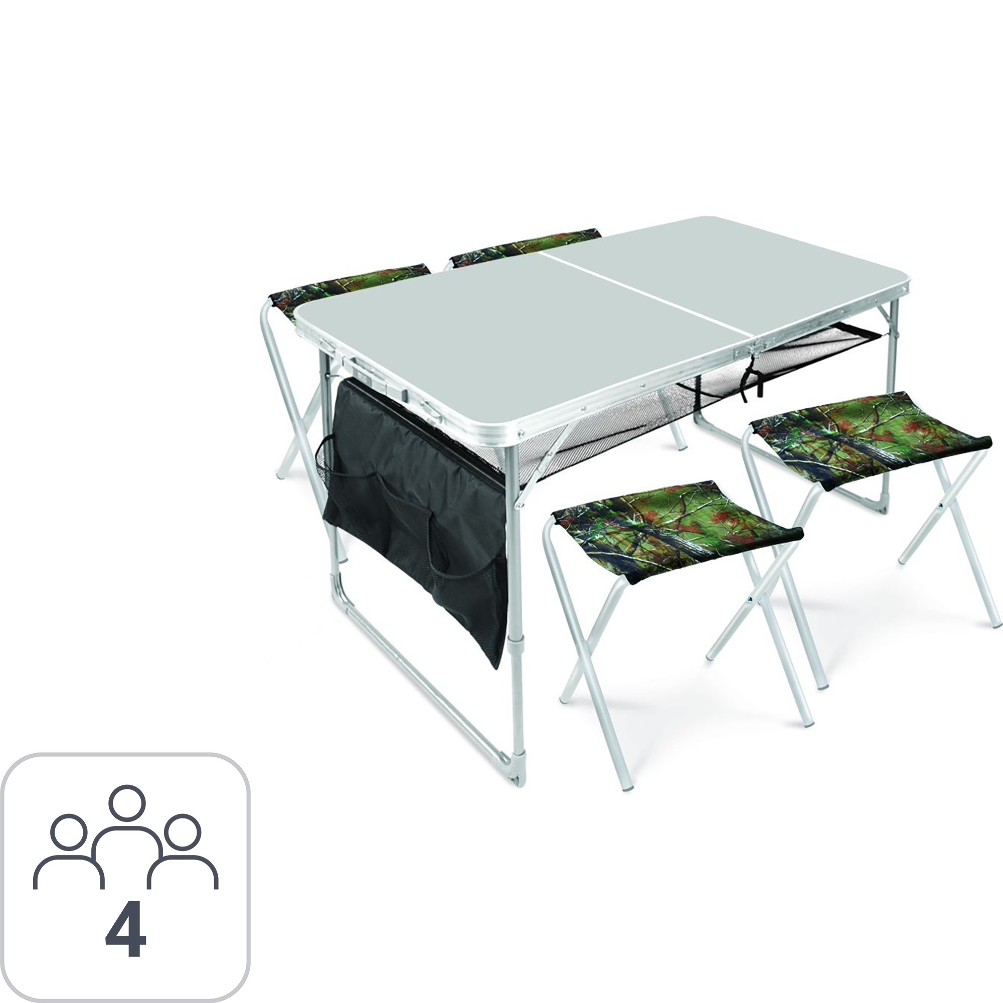 Изображение товара Набор мебели складной металл/пластик серый/хант: стол и 4 стула