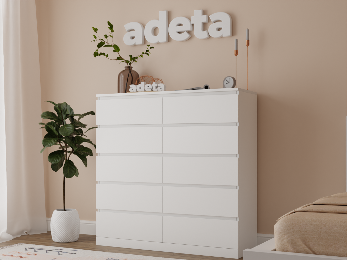 Комод Adeta Мальм 20 10 ящиков 120x40x120 см ЛДСП цвет белый ️ купить ...
