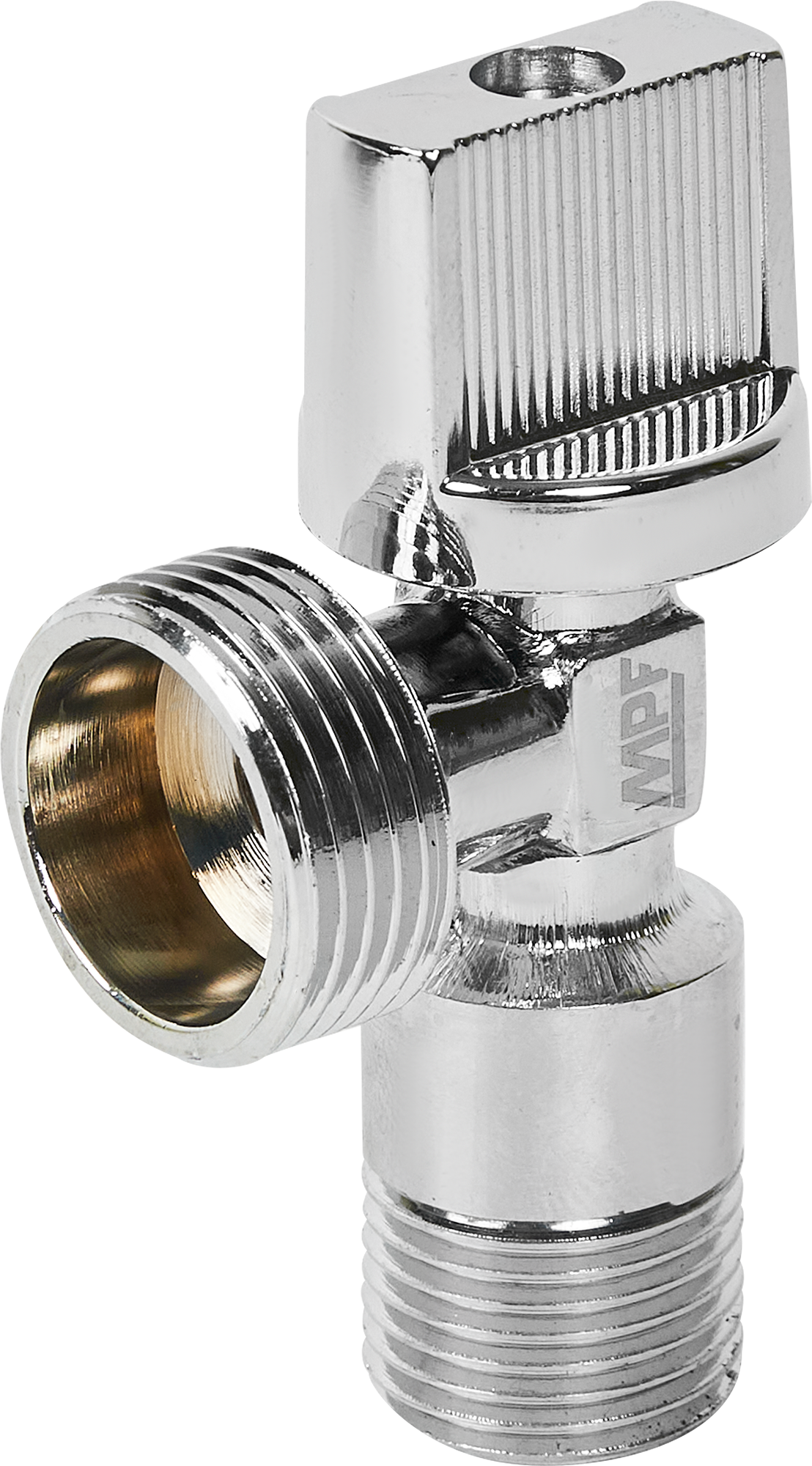 Изображение товара Кран шаровой угловой MPF Light 1/2x3/4 с отражателем латунный хромированый