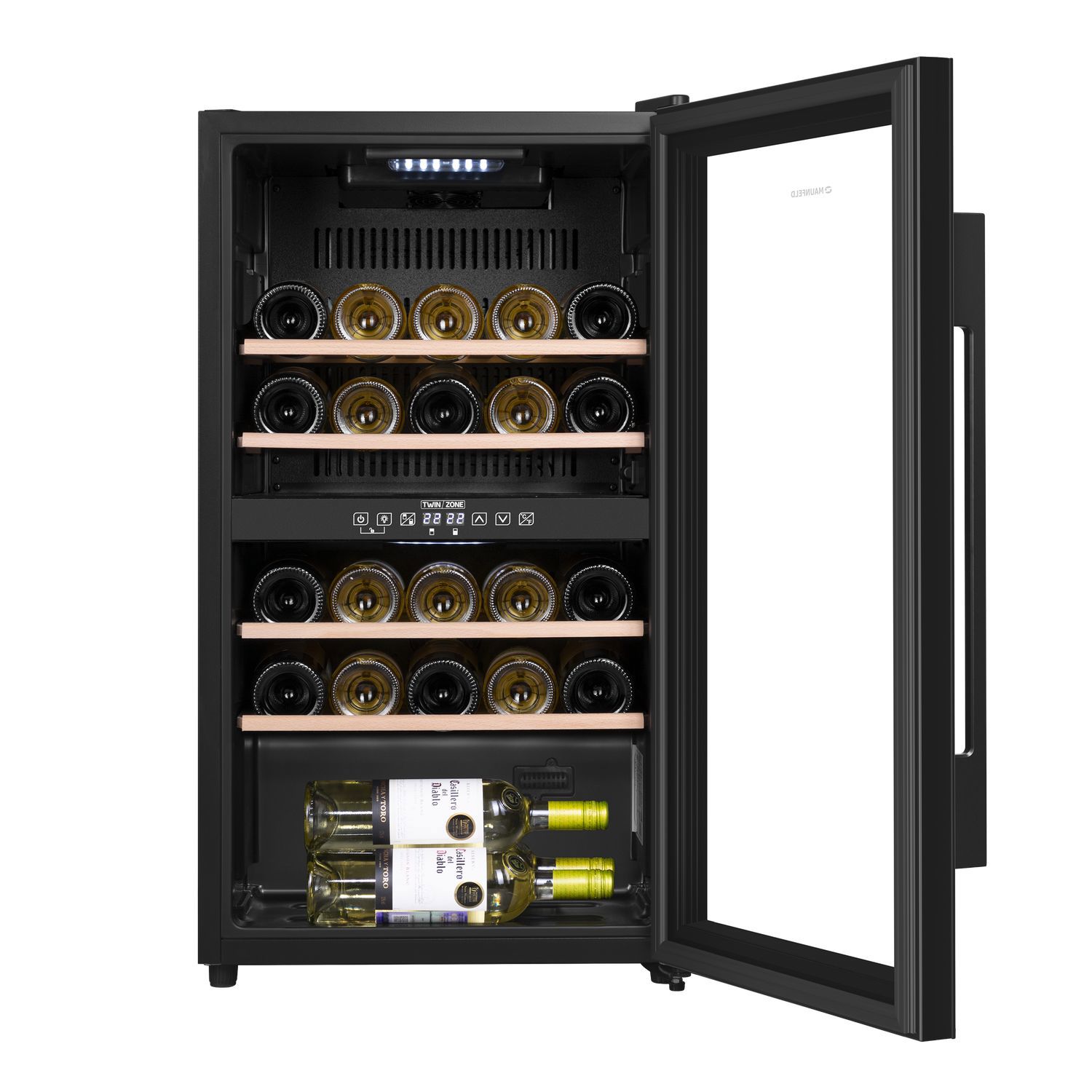 Изображение товара Винный шкаф Maunfeld MFWC-85D28 28 бутылок современный дизайн черный
