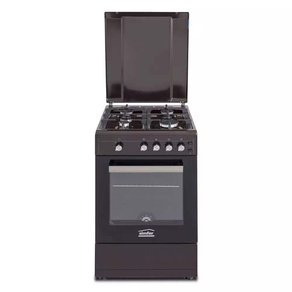 Изображение товара Газовая плита с духовкой Simfer F56GD41015 50x86x60 см цвет темно-коричневый