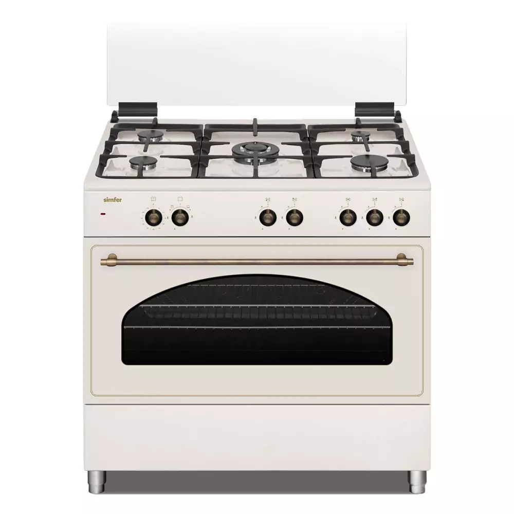 Изображение товара Газовая плита с духовкой Simfer F96GO52017 90x78.7x60 см цвет бежевый