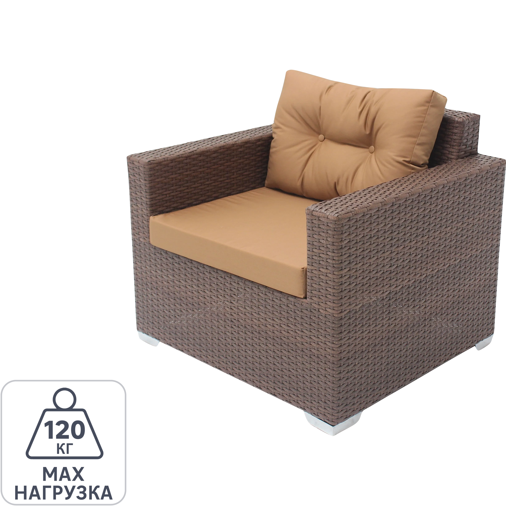 Изображение товара Кресло садовое из искусственного ротанга Lavantera коричневое 85x77x85 см