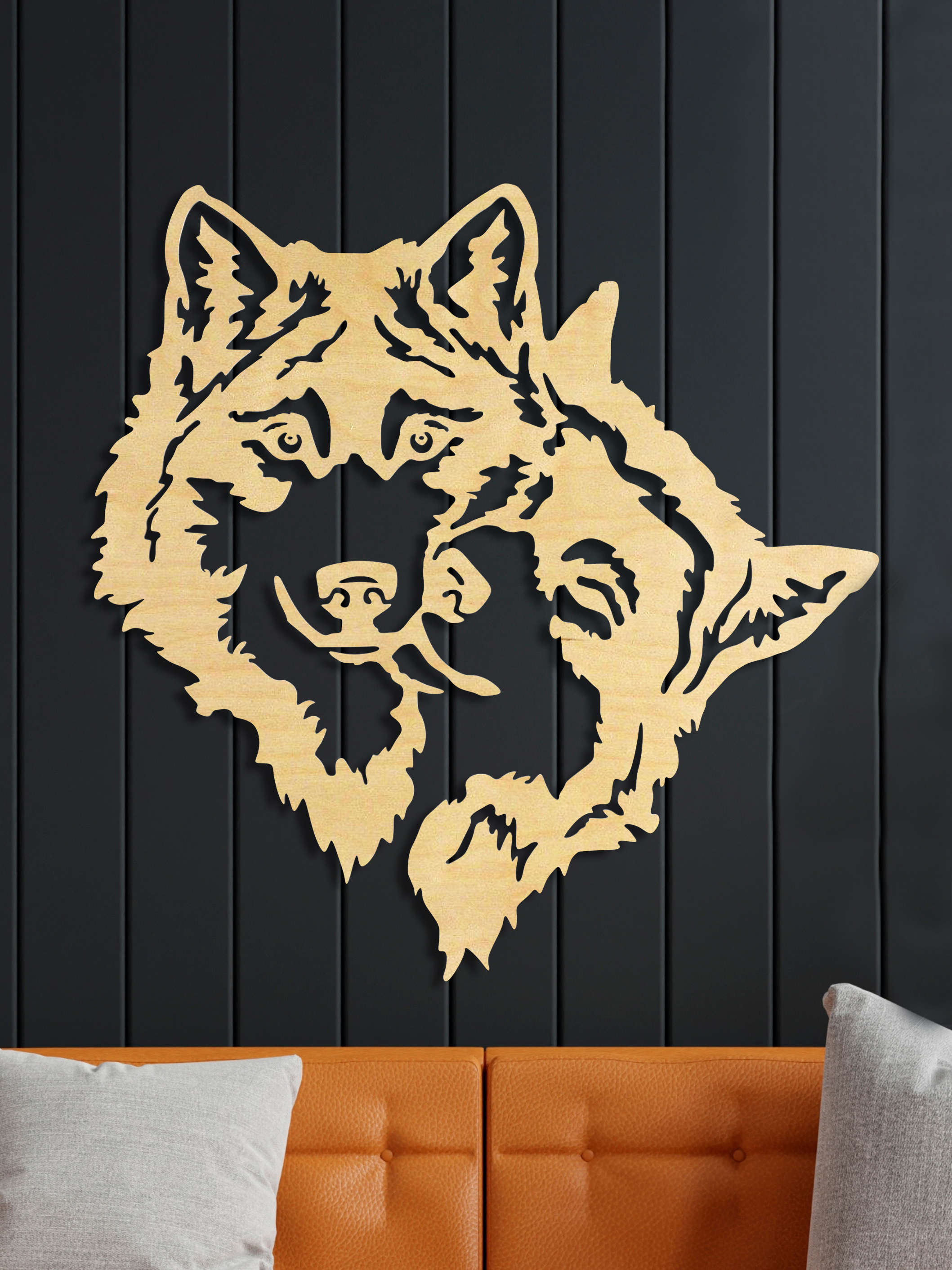 Изображение товара Декоративное деревянное панно ArtCore малое "Волки" цвет натуральный