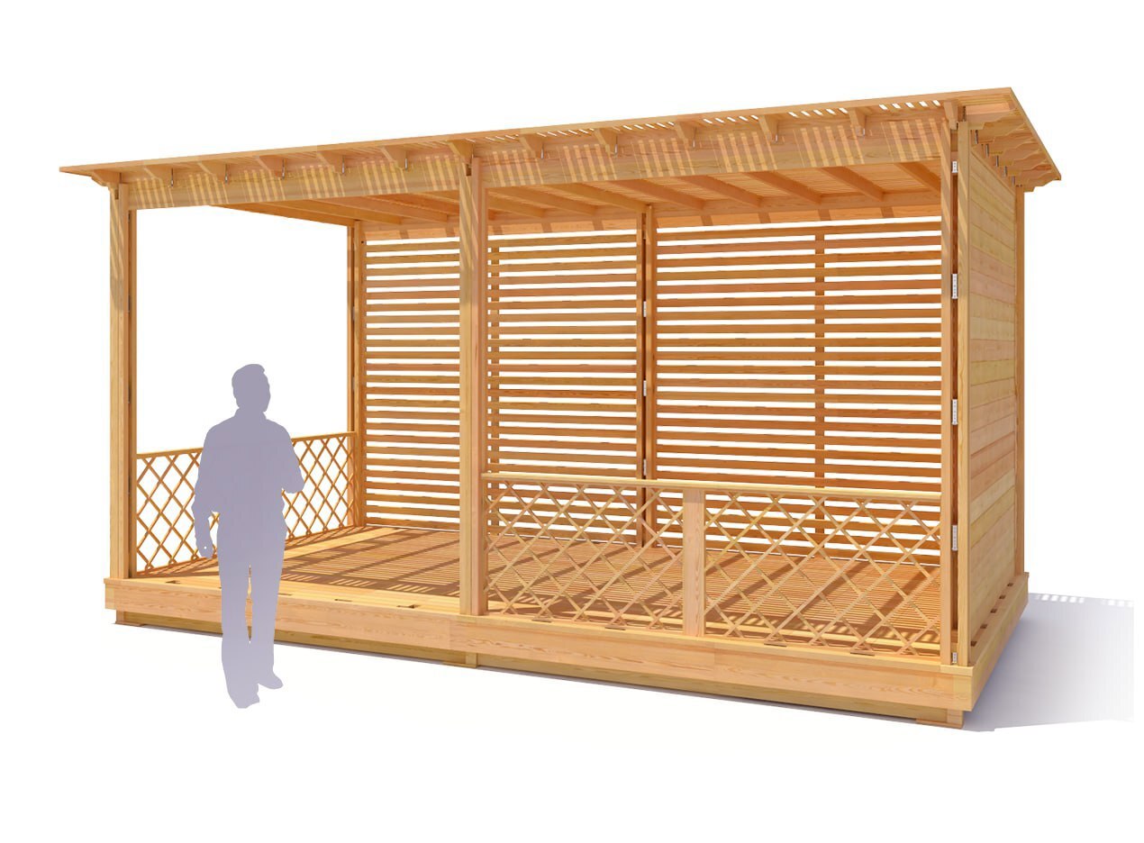 Изображение товара Беседка с крышей и перголой Мечта садовника бледно-желтая Россия