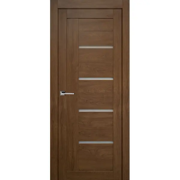 Дверь межкомнатная со стеклом Тренд вертикальный 90x200 см Hardflex коричневый без замка, без петель