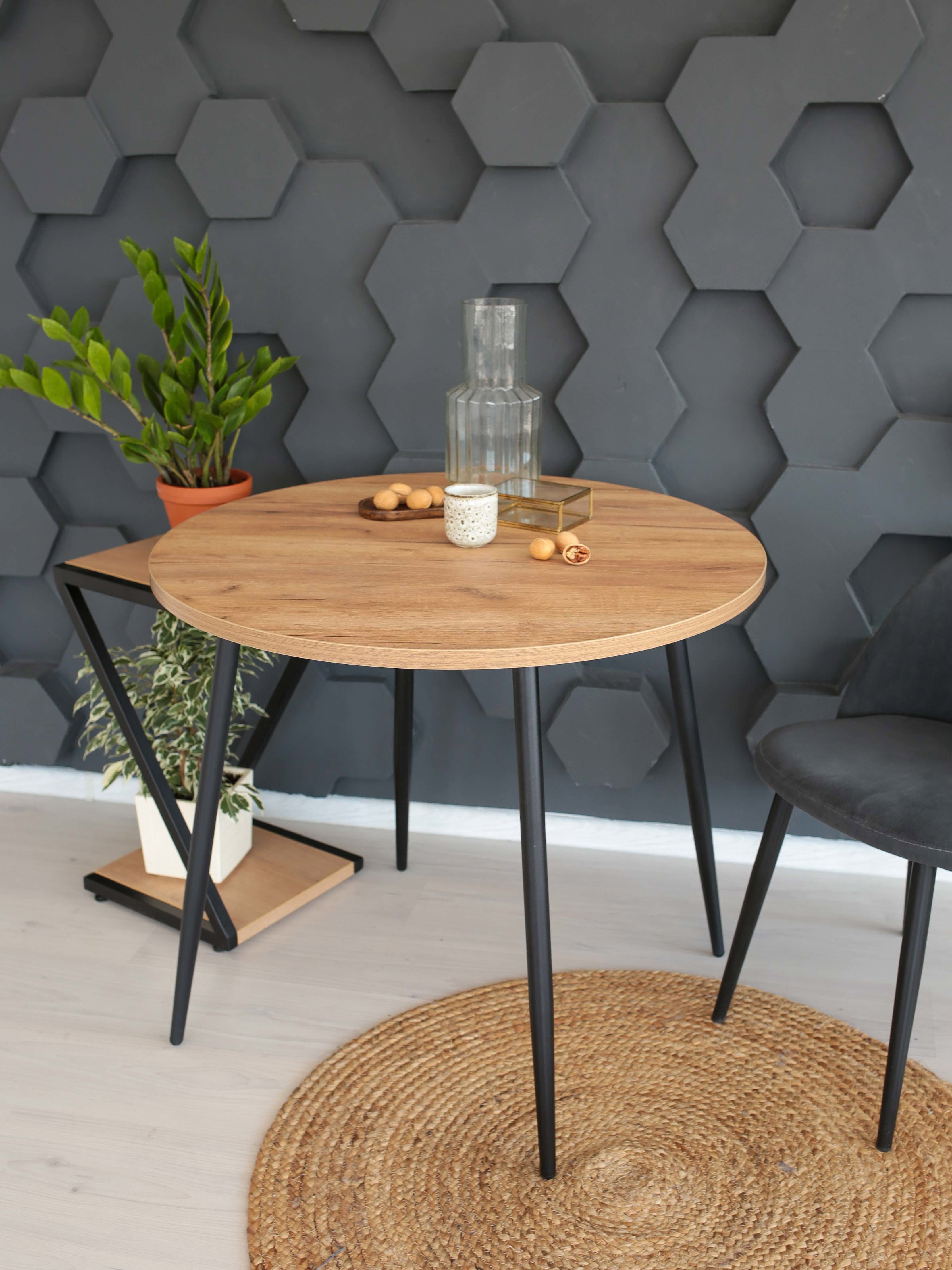 Изображение товара Круглый кухонный стол Диалан-строй S-209 из ЛДСП в стиле лофт диаметр 80 см