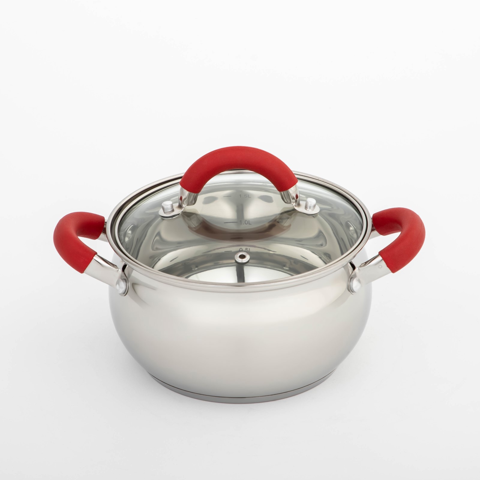 Изображение товара Кастрюля Доляна 4097380 1.9 л с капсульным дном и силиконовыми ручками