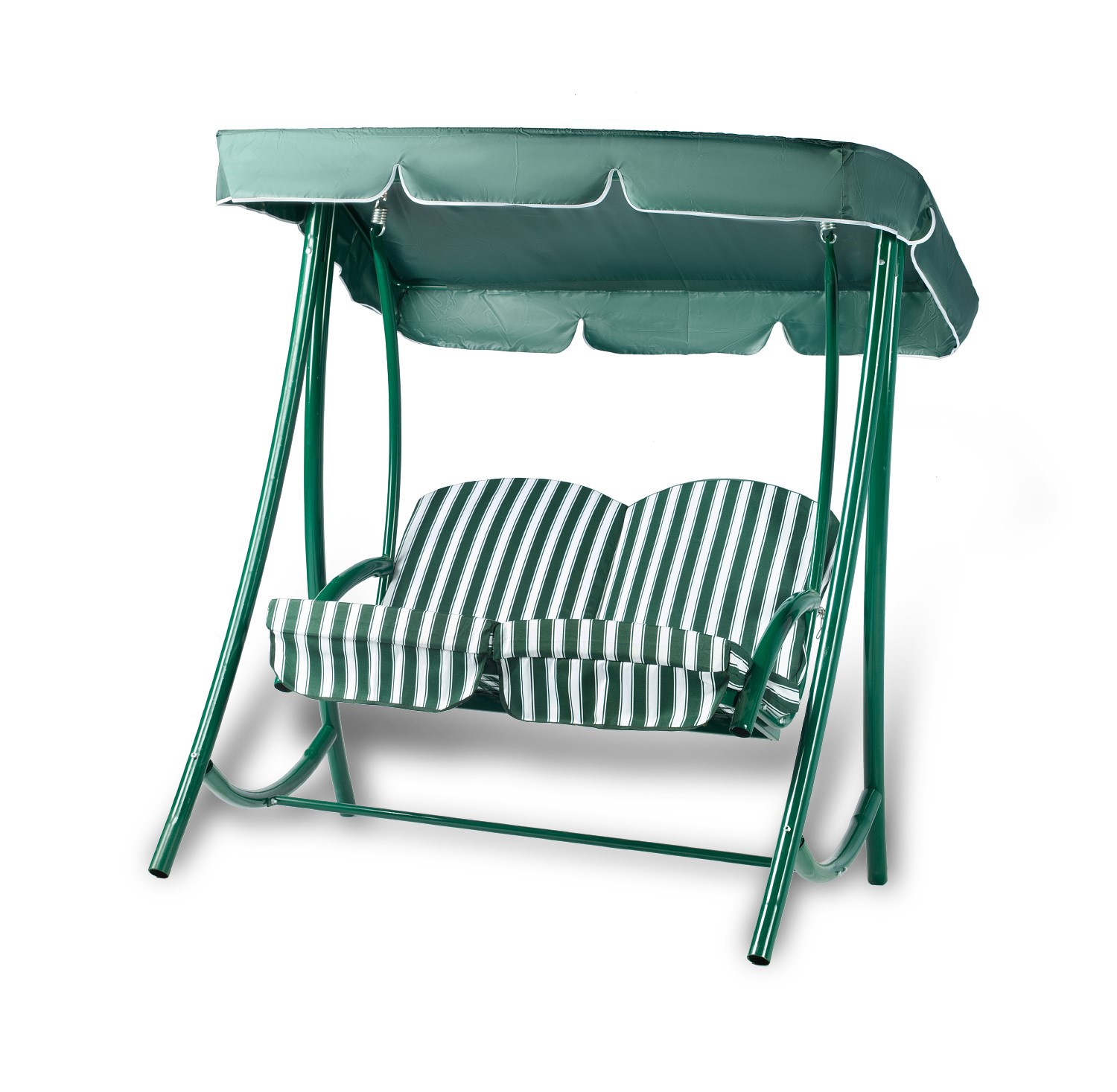 Изображение товара Двухместные садовые качели К-1004 Сардэ с тентом и подушками, зелёные