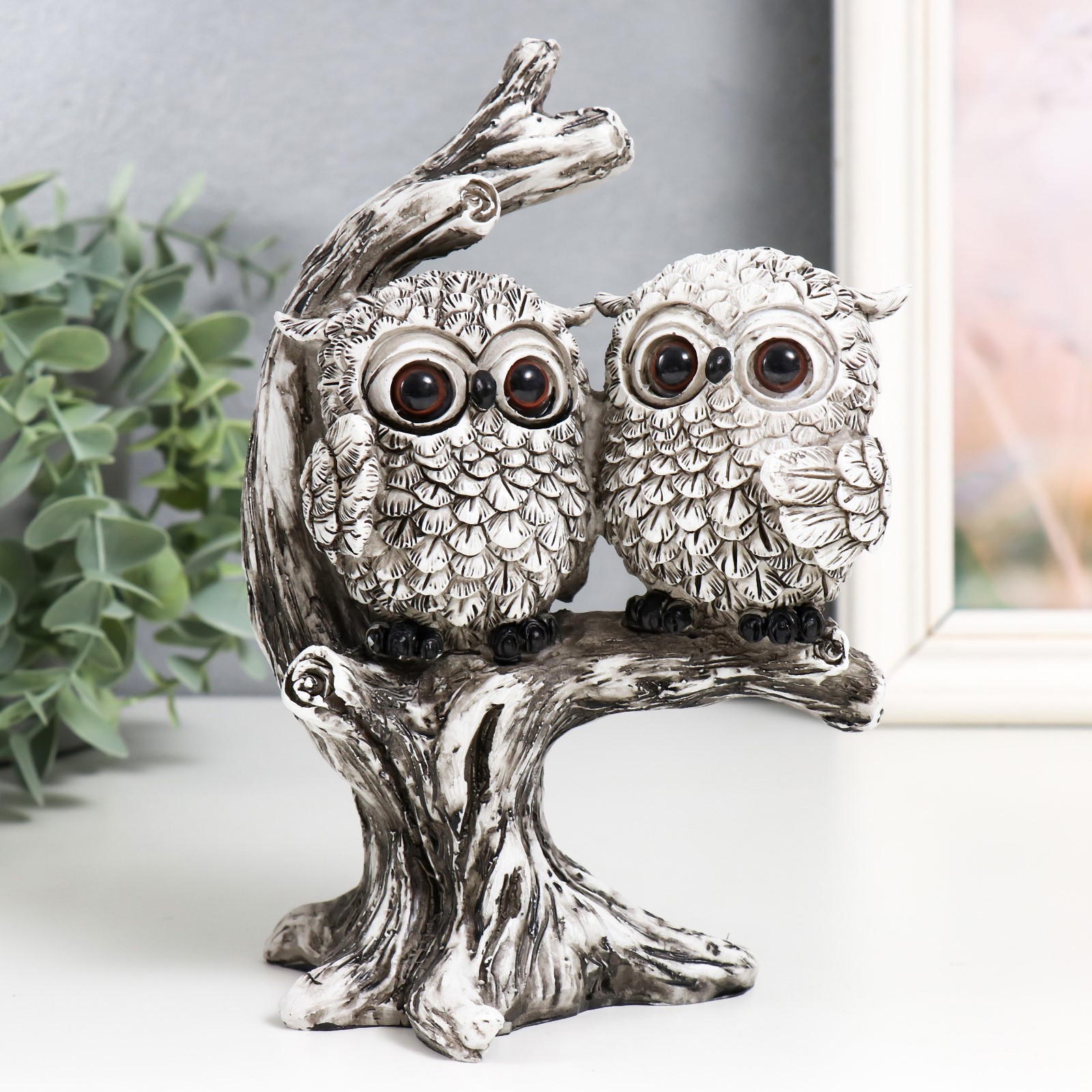 Изображение товара Сувенир интерьерный "Два филина с большими глазами на дереве" 13x9.8x19 см