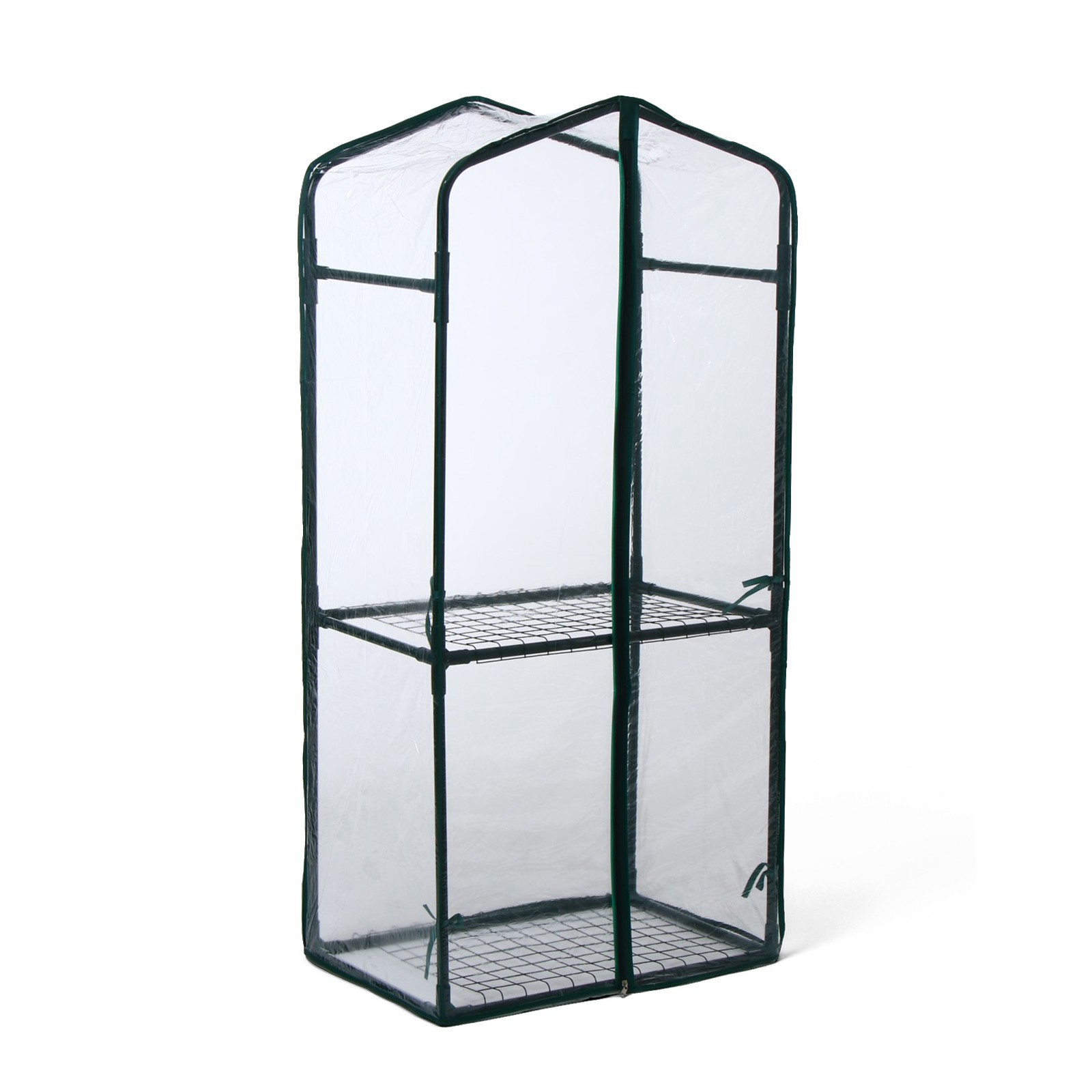 Изображение товара Парник-стеллаж 2 полки (сетка) 125x59x39 см металлический каркас d 16 мм чехол плёнка 80 мкм
