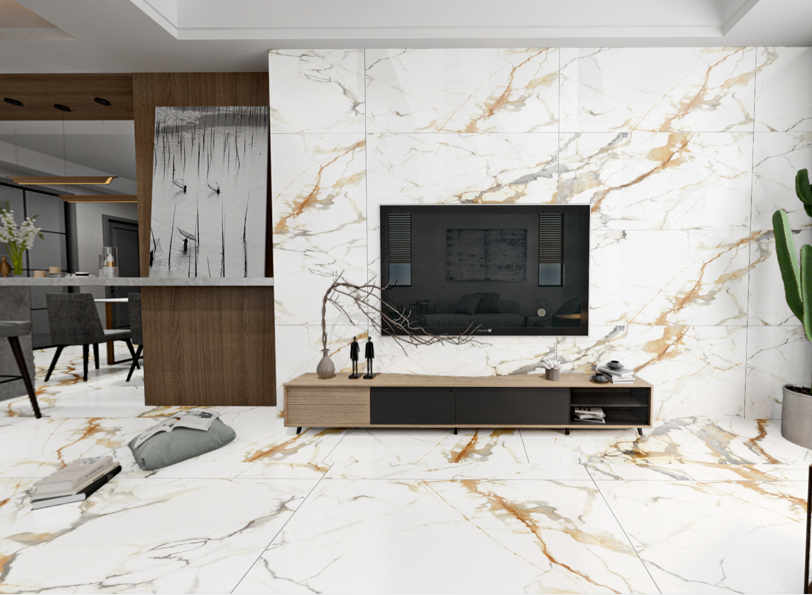 Изображение товара Керамогранит GOLDEN CAPRI 60x120 см белый мрамор полированный для интерьера и фасада