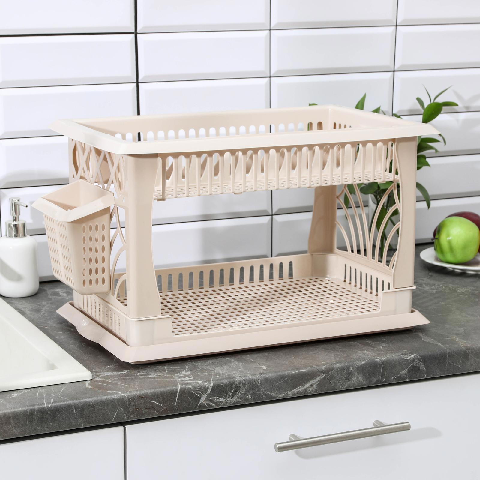 Изображение товара Сушилка для посуды Альтернатива 32 см бежевый - компактное решение для кухни