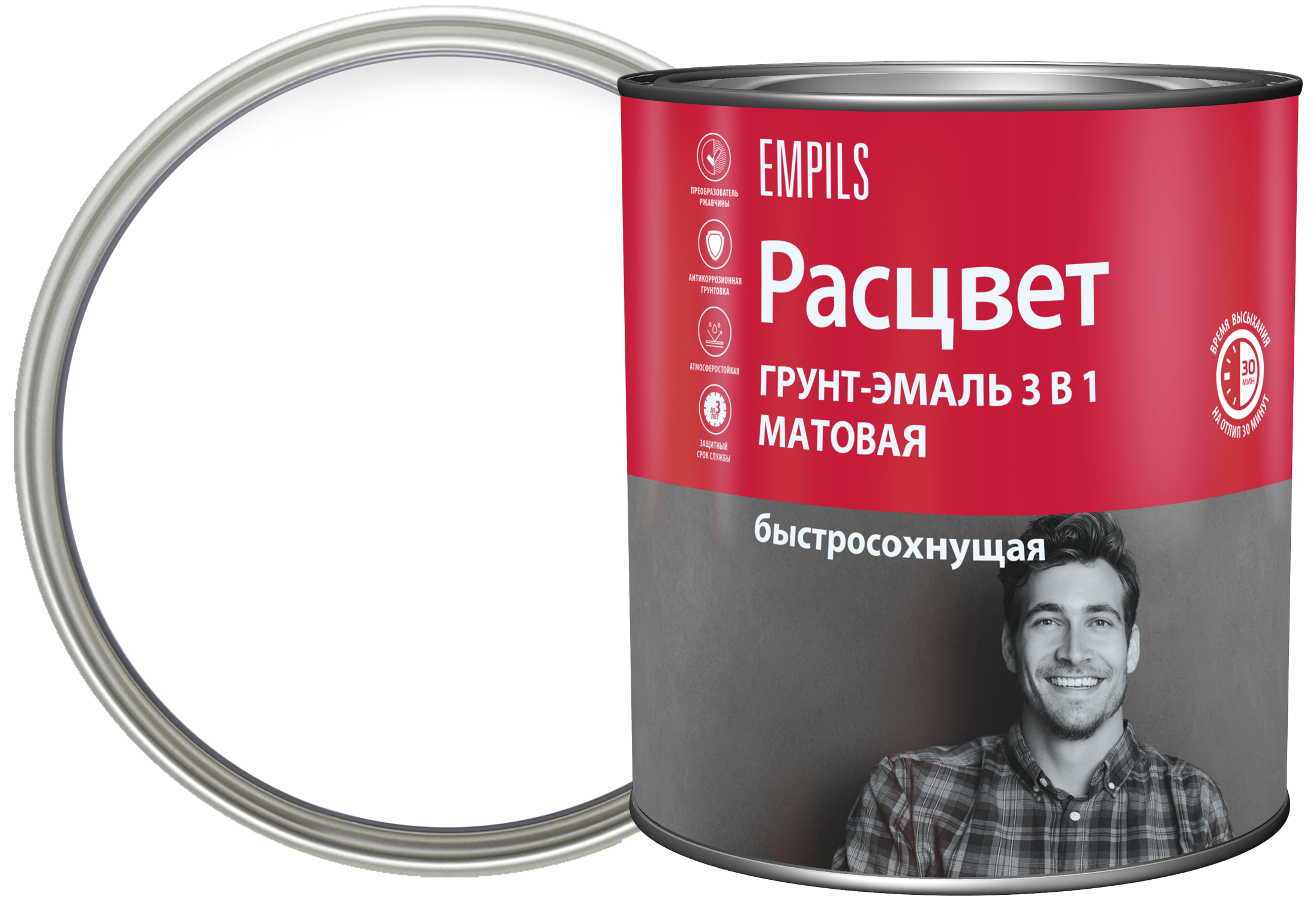 Изображение товара Грунт-эмаль по ржавчине 3 в 1 Расцвет быстросохнущая цвет белый 2.7 кг Изображение товара Грунт-эмаль по ржавчине 3 в 1 Расцвет быстросохнущая цвет белый 2.7 кг