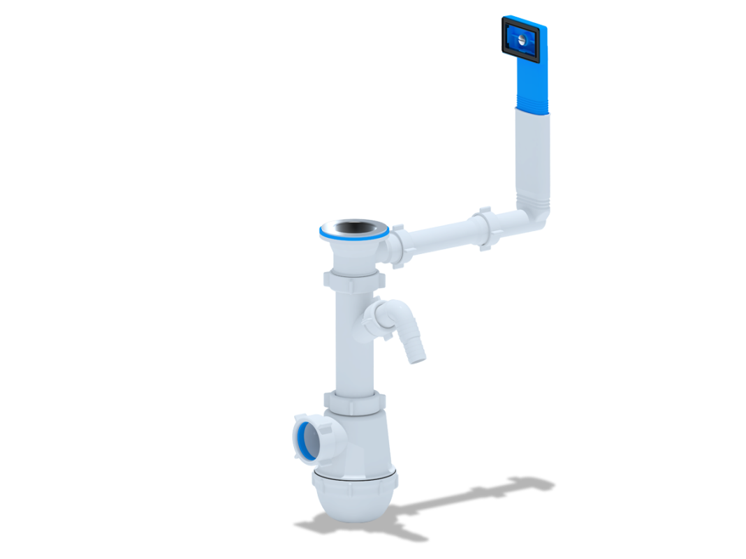 Изображение товара Сифон для кухонной мойки Ани пласт Грот D40 мм с отводом для стиральной машины