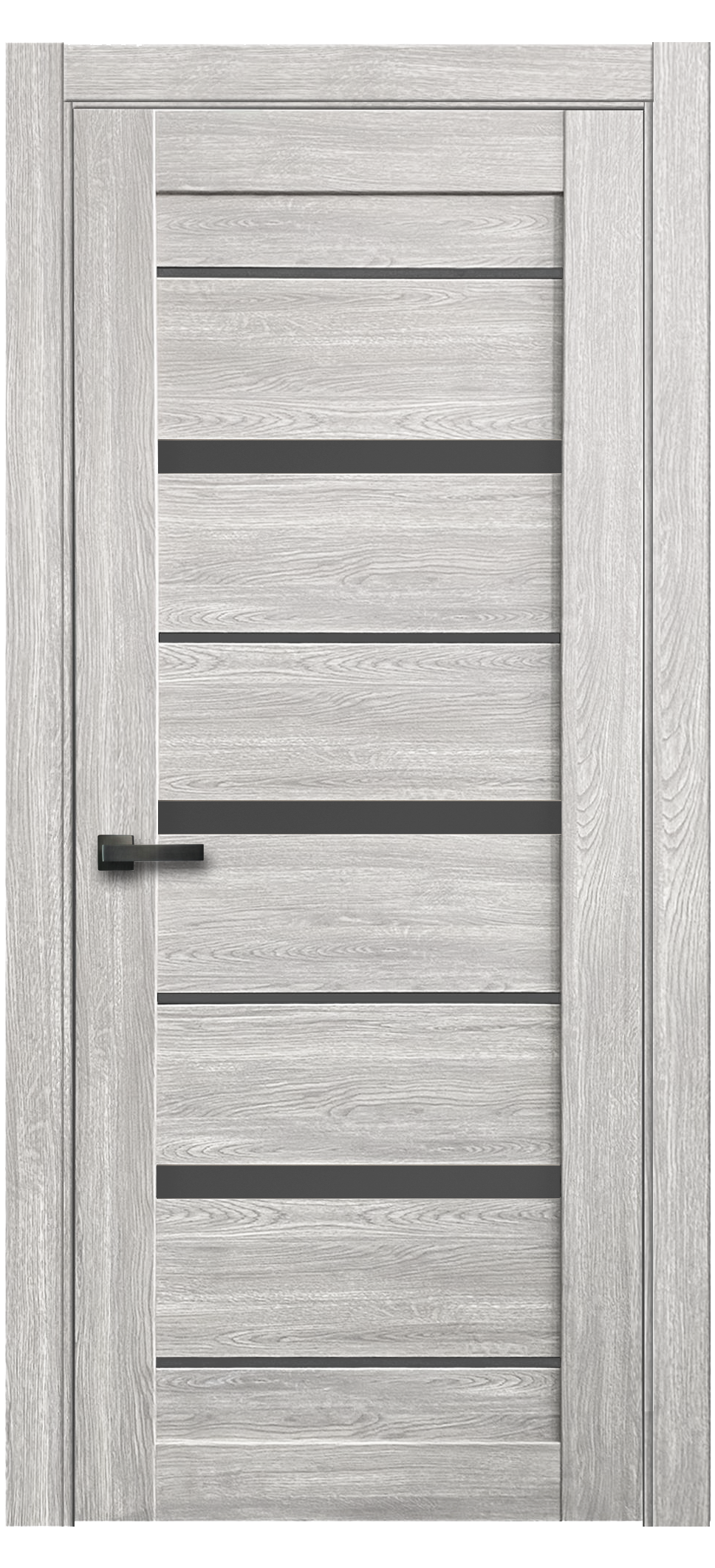Изображение товара Дверь межкомнатная остекленная с замком и петлями в комплекте Тренто 90x200 см ПВХ цвет дуб европейский серый