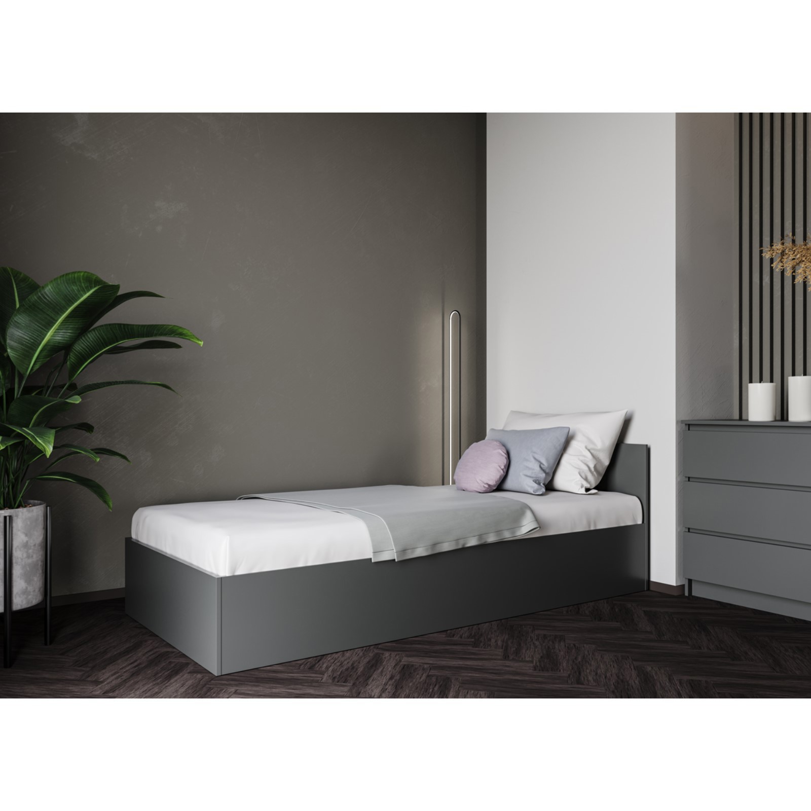 Изображение товара Кровать Мори 900x2000 мм из ЛДСП серый глянец Россия