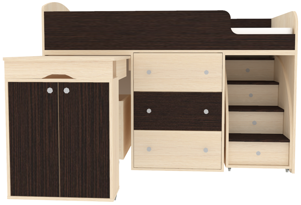Изображение товара Кровать Кариви Малыш 70x160 см 2 яруса ЛДСП цвет венге 00001-01-02-00