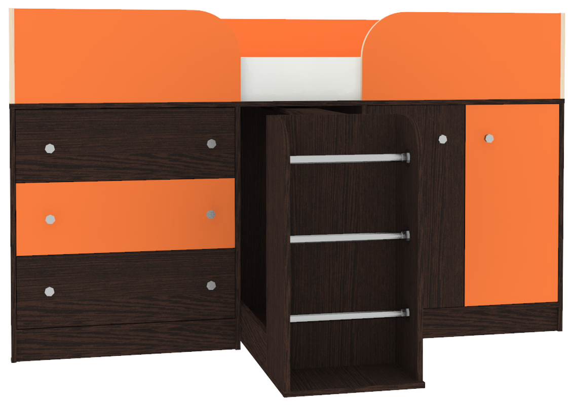 Изображение товара Кровать Кариви КИВи чердак с комодом и шкафом венге