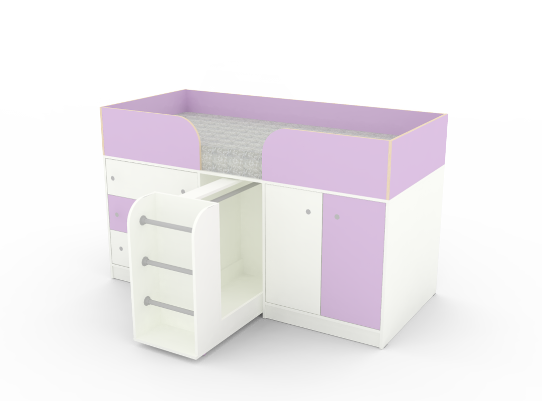 Изображение товара Кровать чердак Кариви КИВи 184x113 см с шкафом и комодом для детской комнаты