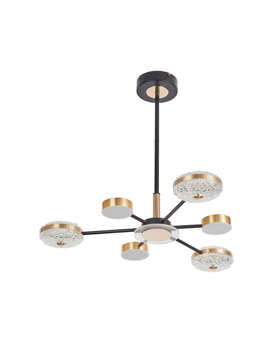 Изображение товара Люстра на штанге светодиодная Arte Perfetto Luce LED 3327.96025-6-750.580.LED.115W.Bk.G 12 м² нейтральный белый свет цвет черный/золото