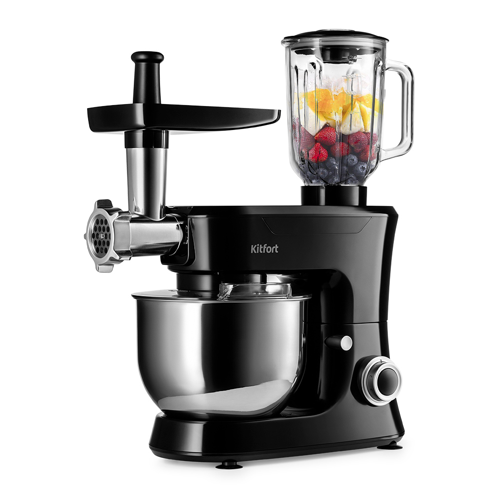 Изображение товара Миксер планетарный Kitfort КТ-3061 1000 Вт с мясорубкой и насадками