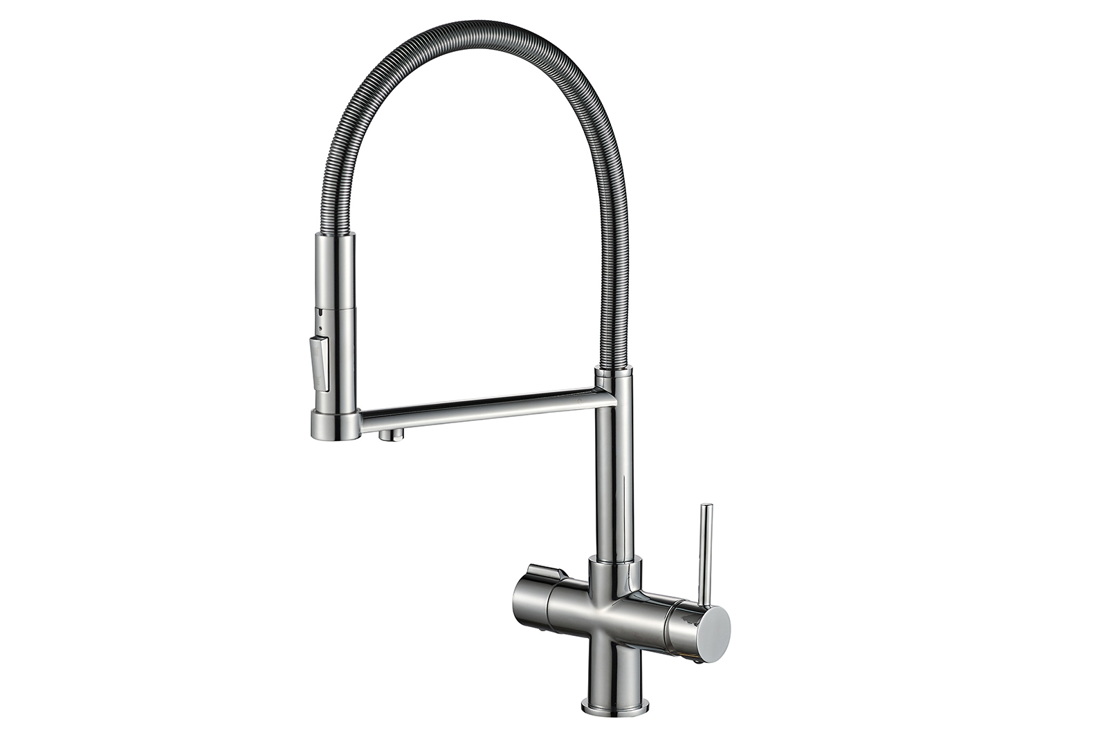 Изображение товара Смеситель для кухни однорычажный Steel hammer CR 2002 излив 21.6 см цвет сатин