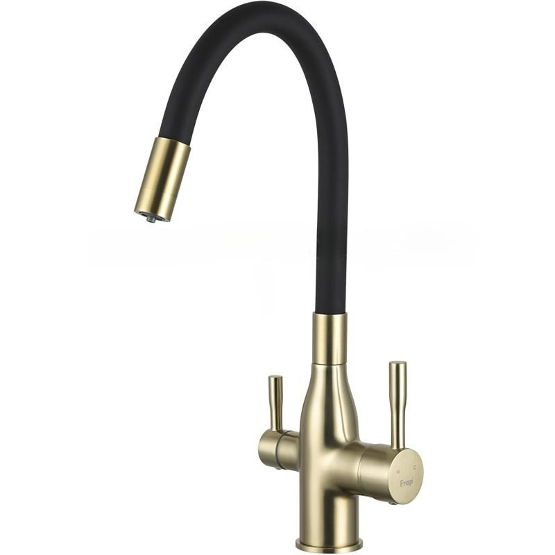 Изображение товара Смеситель для кухни с гибким изливом 30.80 см Frap H96 латунь цвет золотой