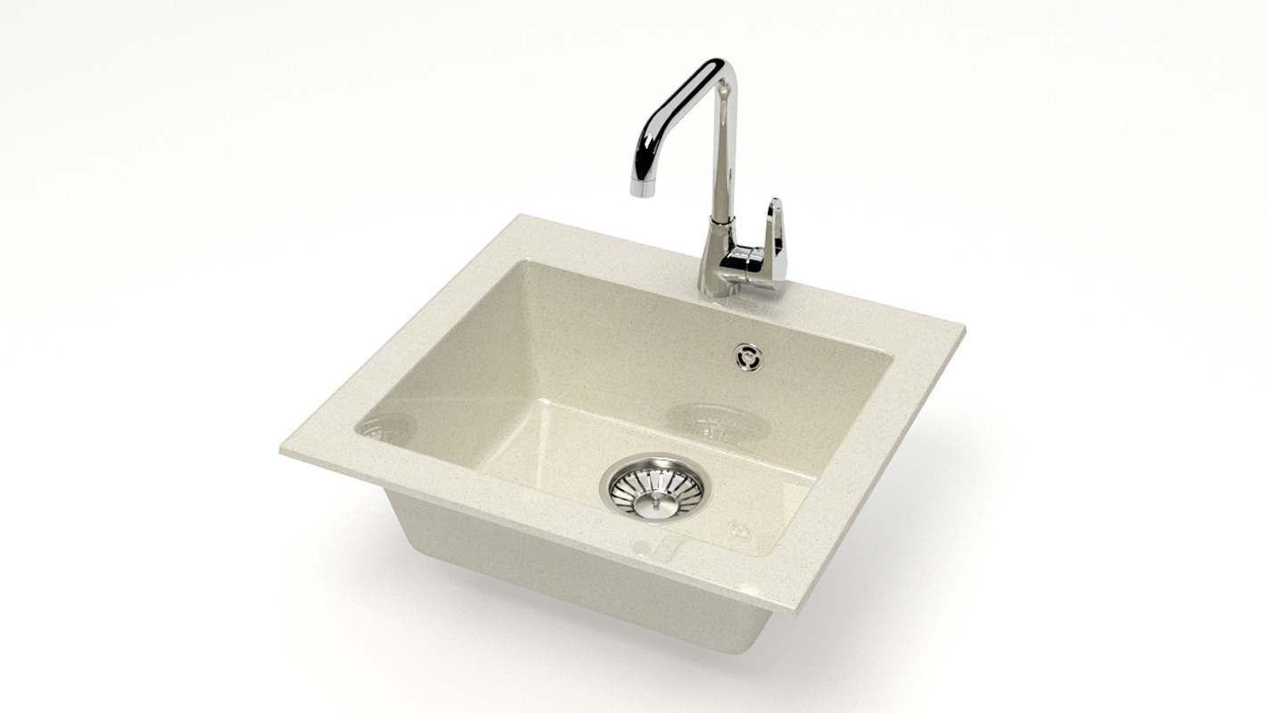 Изображение товара Врезная мойка Bergg Zett Lab B035Q002-K 44x48x16 см кварцит цвет бежевый