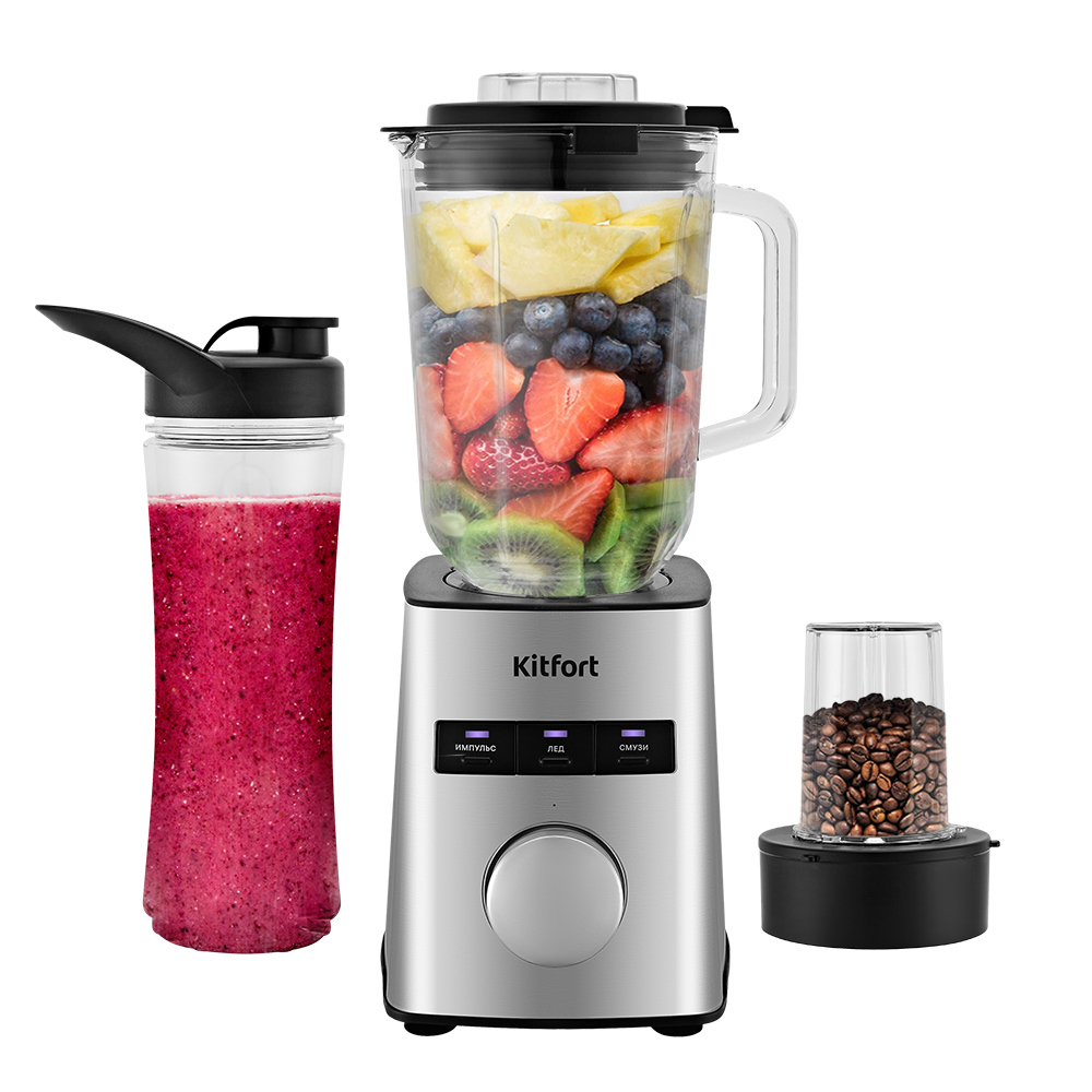 Изображение товара Блендер стационарный Kitfort КТ-3075 3 скорости цвет сталь