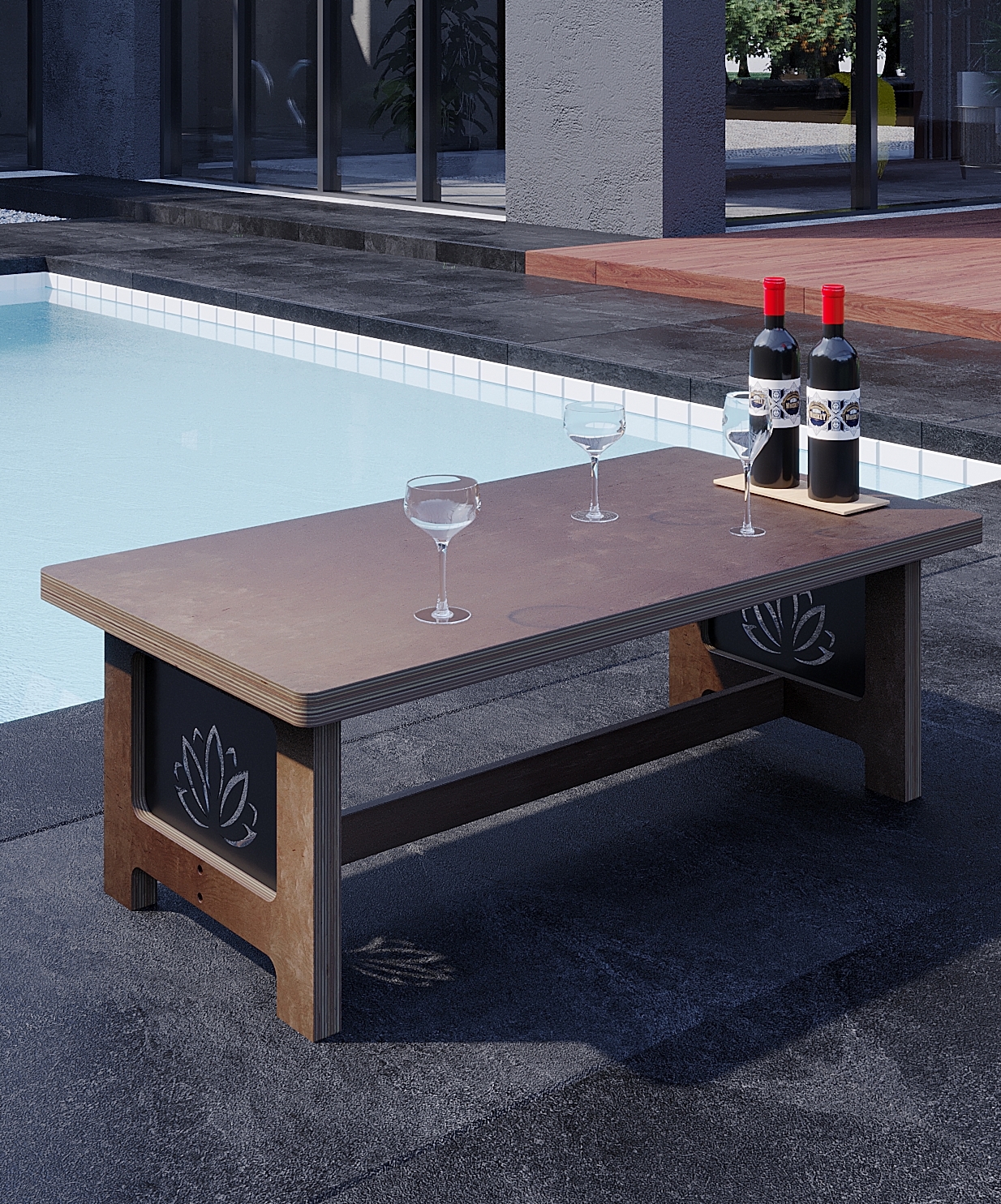 Изображение товара Нераздвижной садовый стол Indspace Классика 115 см x 60 см x 40 см дерево коричневый