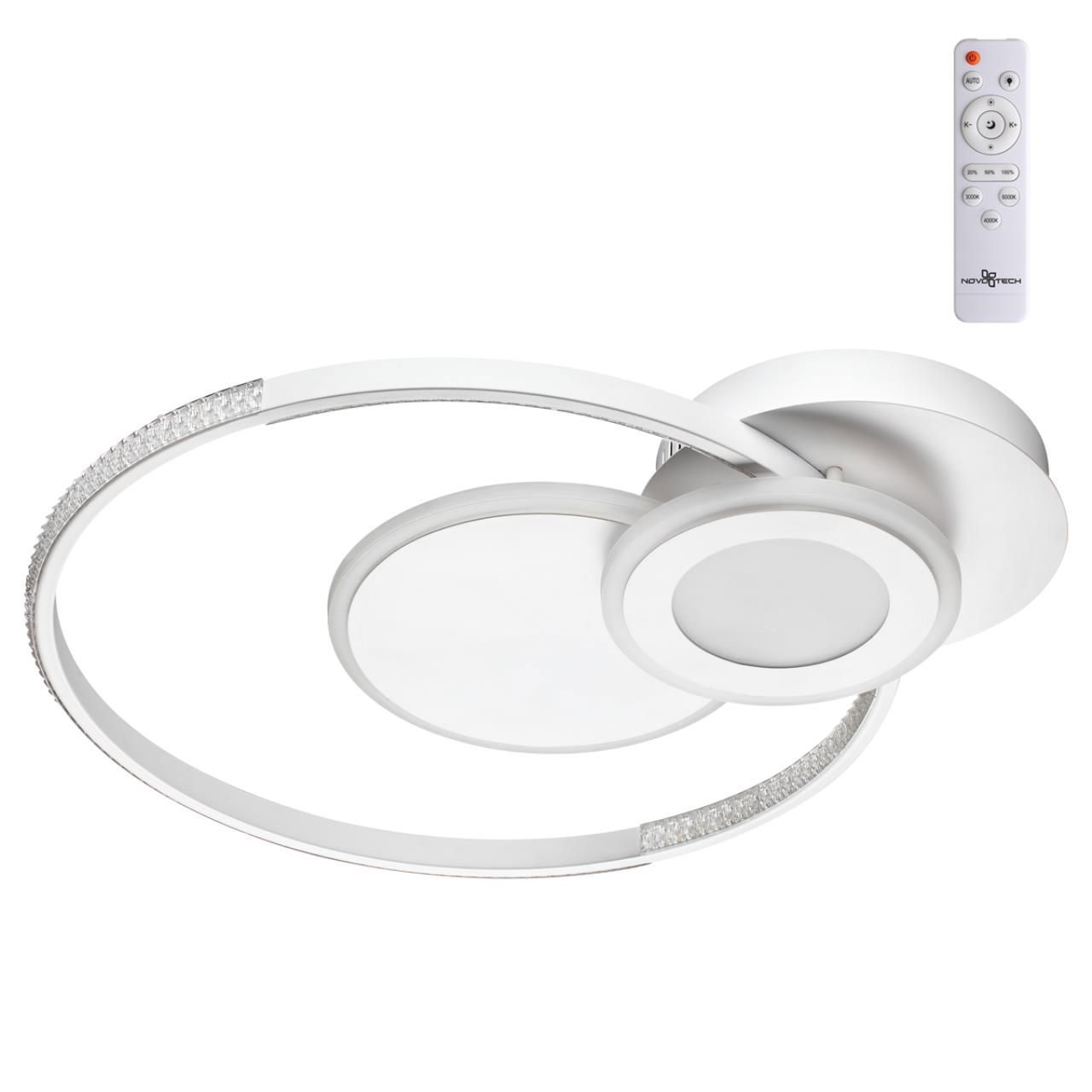 Изображение товара Люстра потолочная светодиодная NOVOTECH Calm 18 м² теплый белый свет белый стиль хай-тек