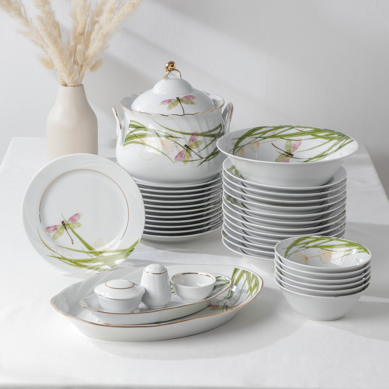 Изображение товара Столовый сервиз Добрушский Фарфоровый Завод Стрекоза 1224514 37 предметов фарфор