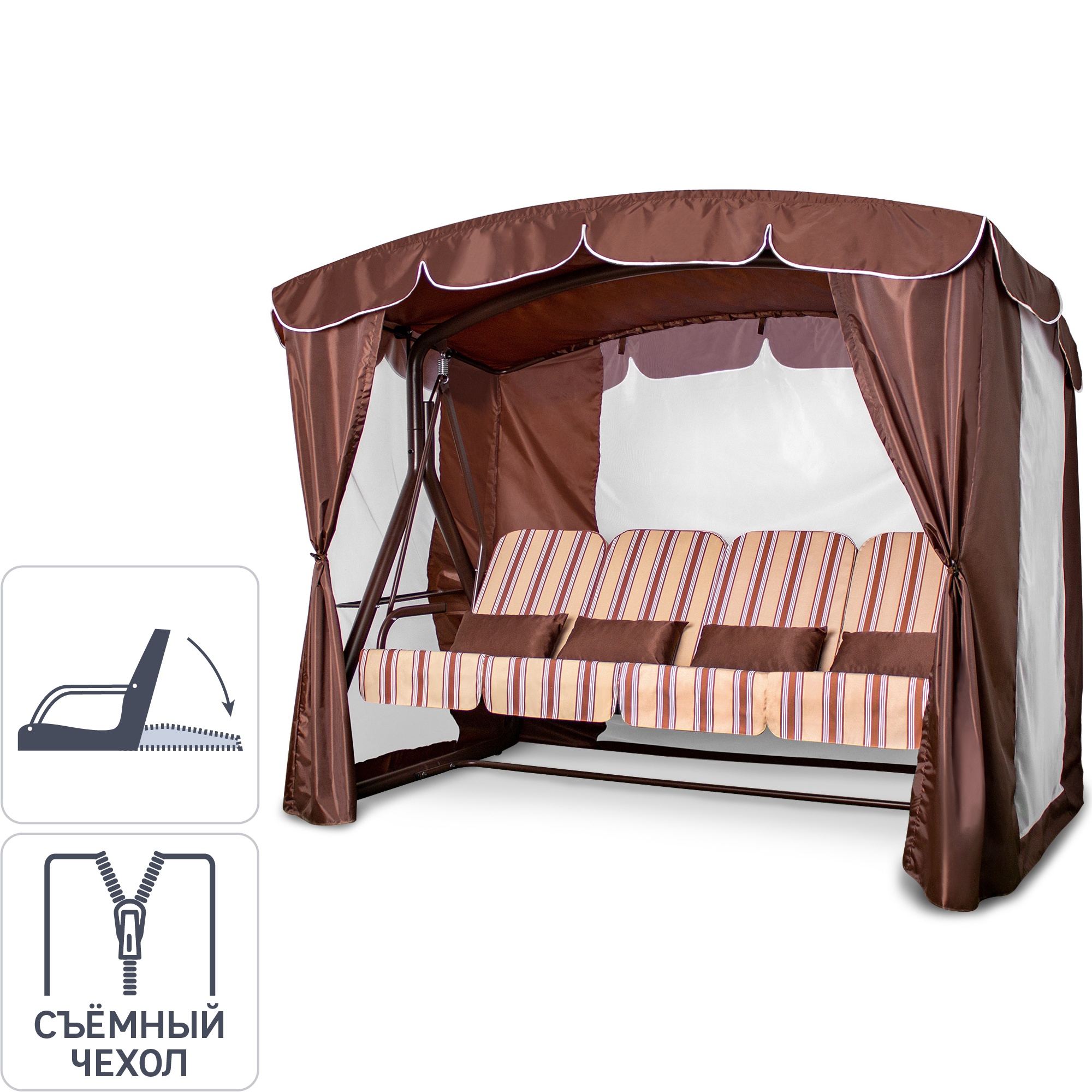 Изображение товара Качели садовые Гранд 4-х местные (до 380 кг) шоколад