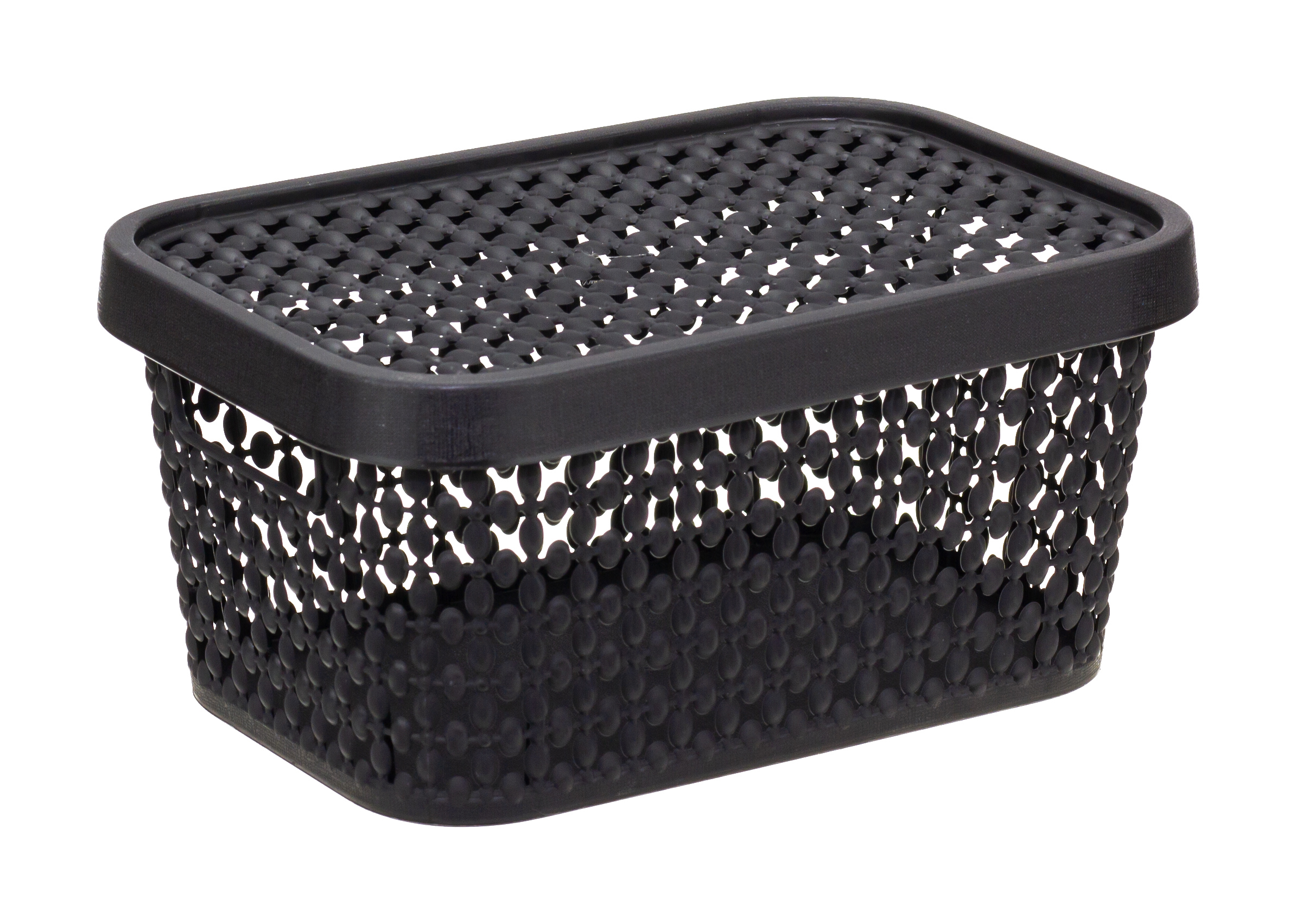 Изображение товара Коробка Пирула с крышкой черная 19x13x9 см для хранения мелких предметов