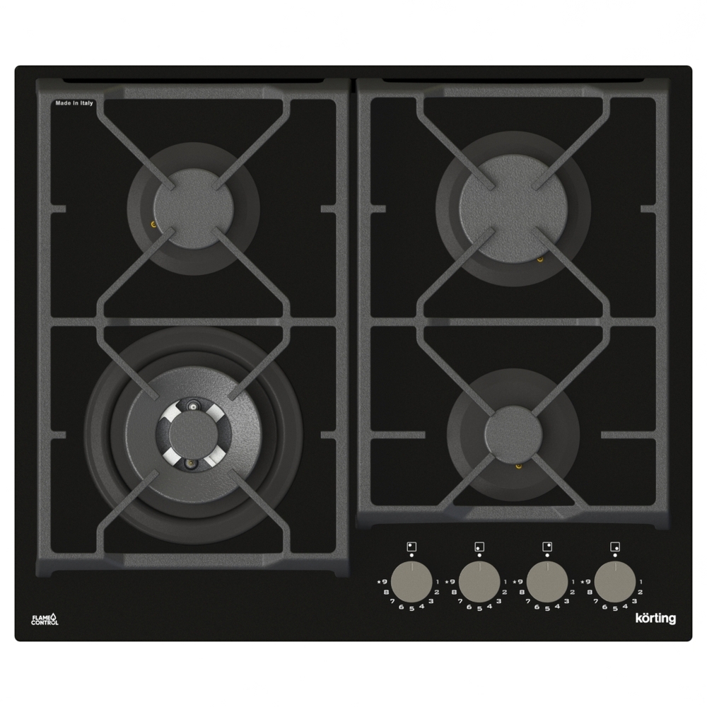 Изображение товара Газовая варочная панель Korting HGG 6987 CTN FLC 60 см 4 конфорки Черный
