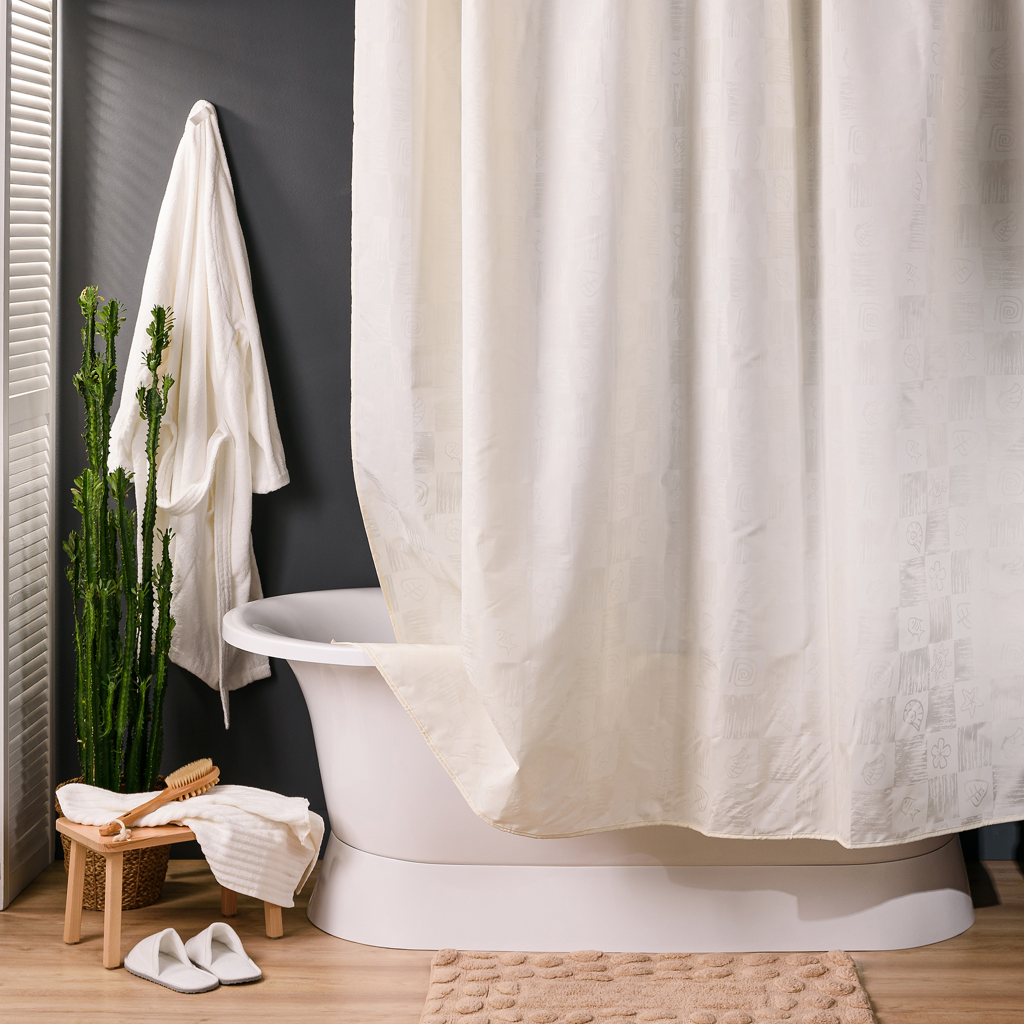 Изображение товара Штора для ванной Verran Dagha 240x200 см полиэстер бежевый водонепроницаемая