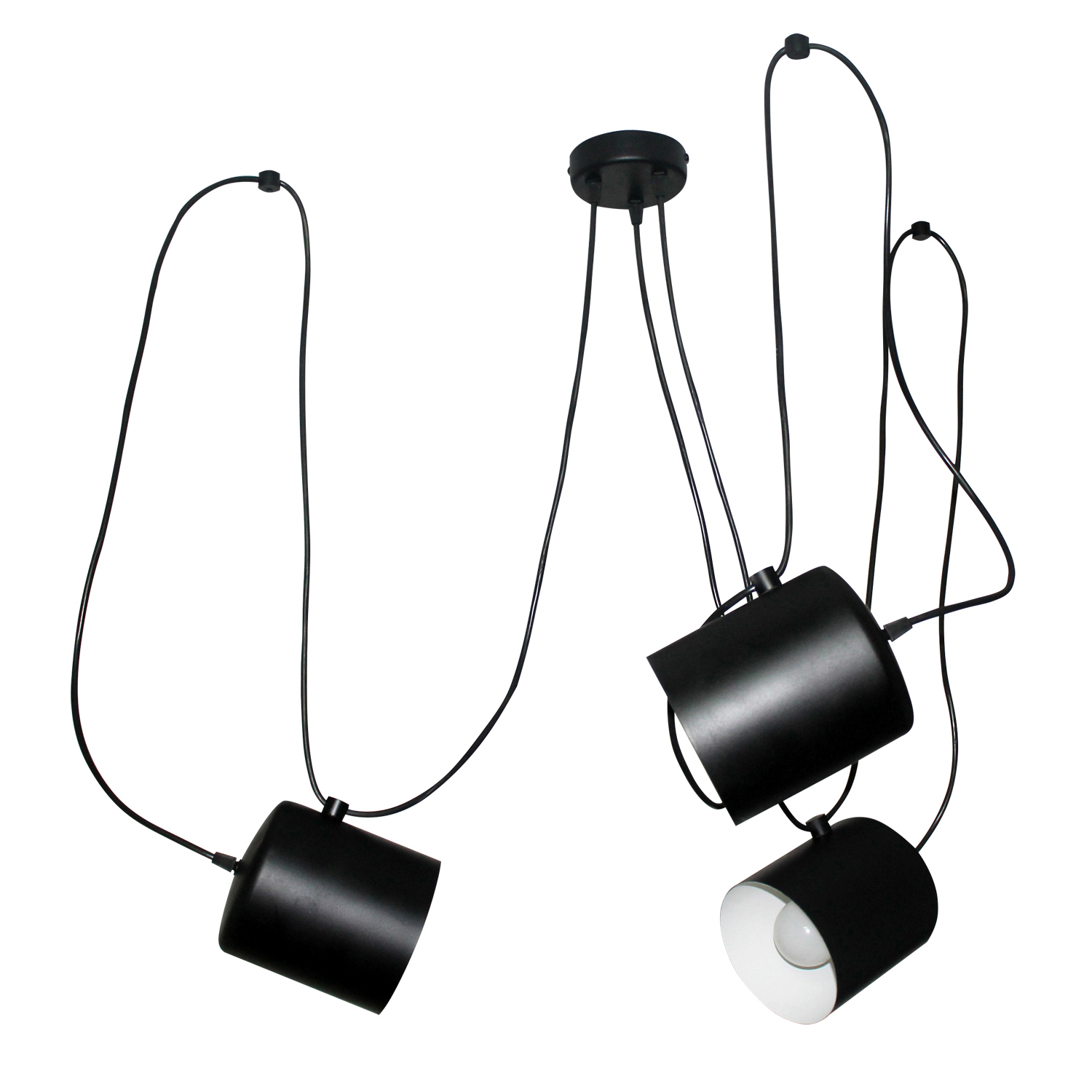 Изображение товара Подвесной светильник INSPIRE Техно 3 плафона черный для интерьера Лофт и натяжных потолков