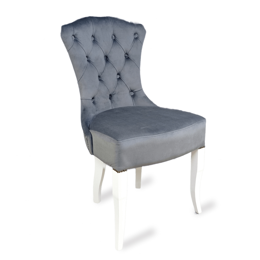 Изображение товара Кухонный стул Сицилия МФ Пирамида 26 из дерева и велюра серый белый 98x50x50 см