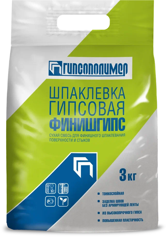 Изображение товара Гипсовая финишная шпаклевка Гипсополимер ФинишГипс 3 кг для идеальной отделки Изображение товара Гипсовая финишная шпаклевка Гипсополимер ФинишГипс 3 кг для идеальной отделки