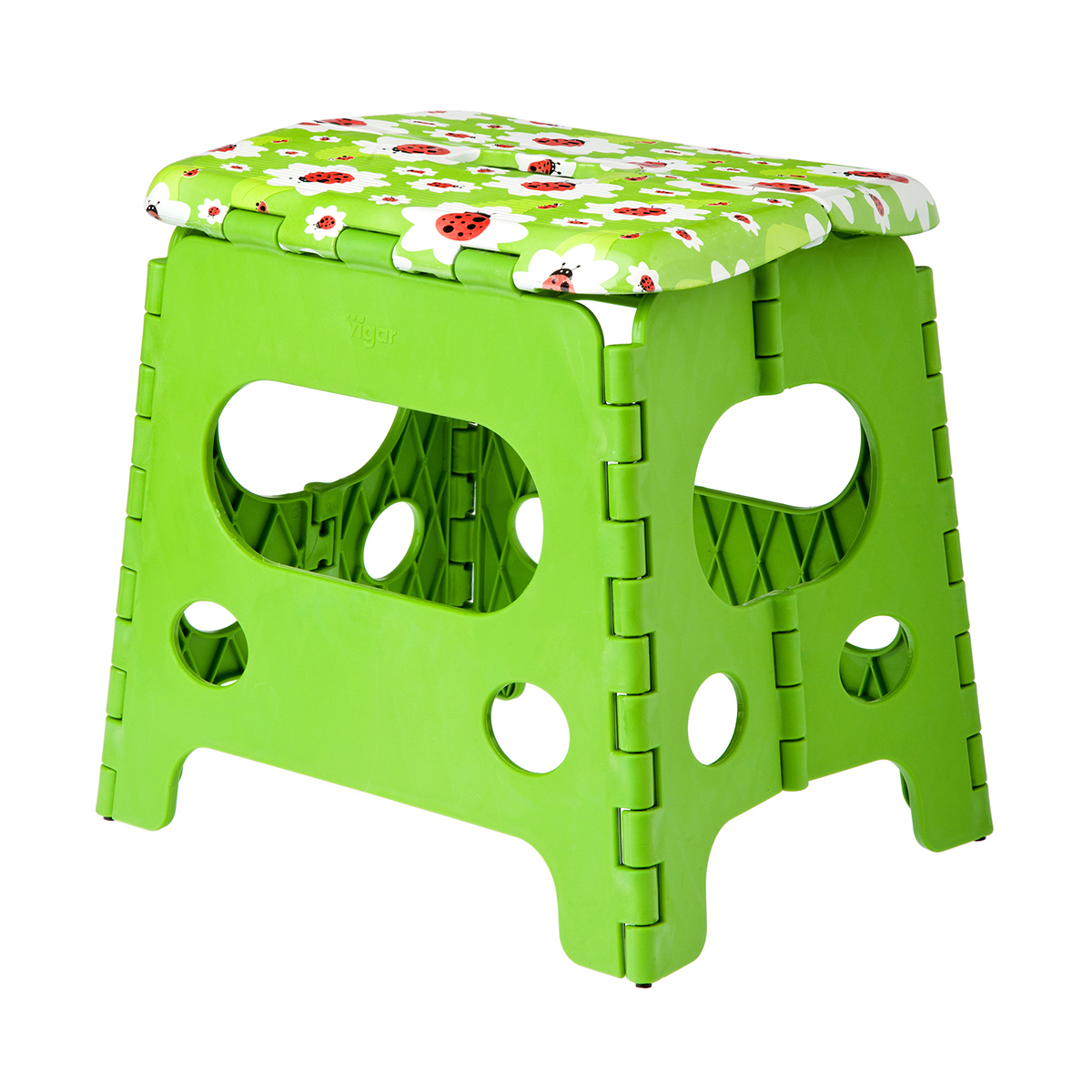 Изображение товара Табурет садовый складной Vigar Stool Ladybug 32 см х 26 см х 32 см пластик зеленый